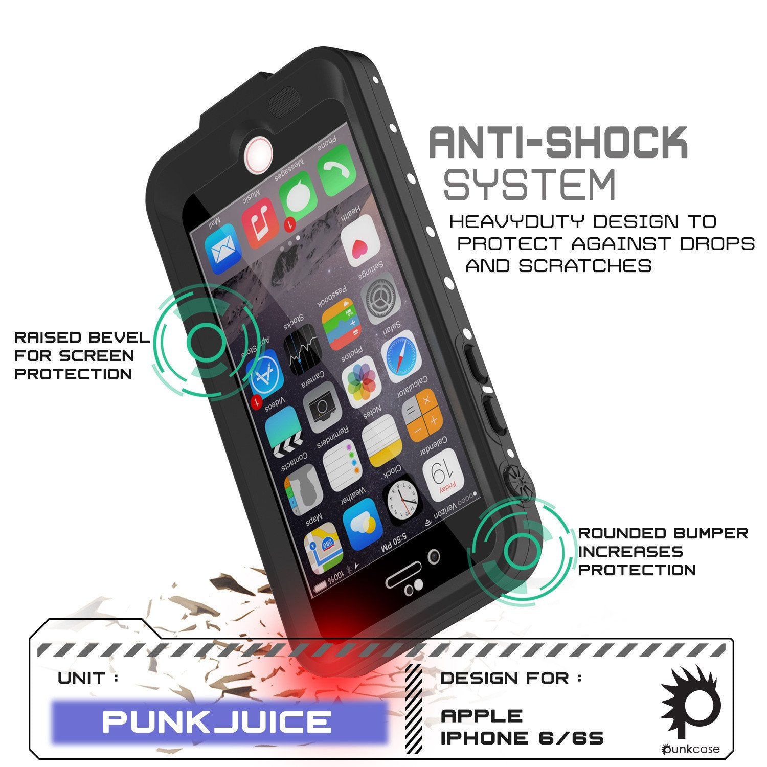 PunkJuice iPhone 6/6s Battery Case White Waterproof Power Juice Bank w/ 2750mAh  | Fastcharging - PunkCase NZ