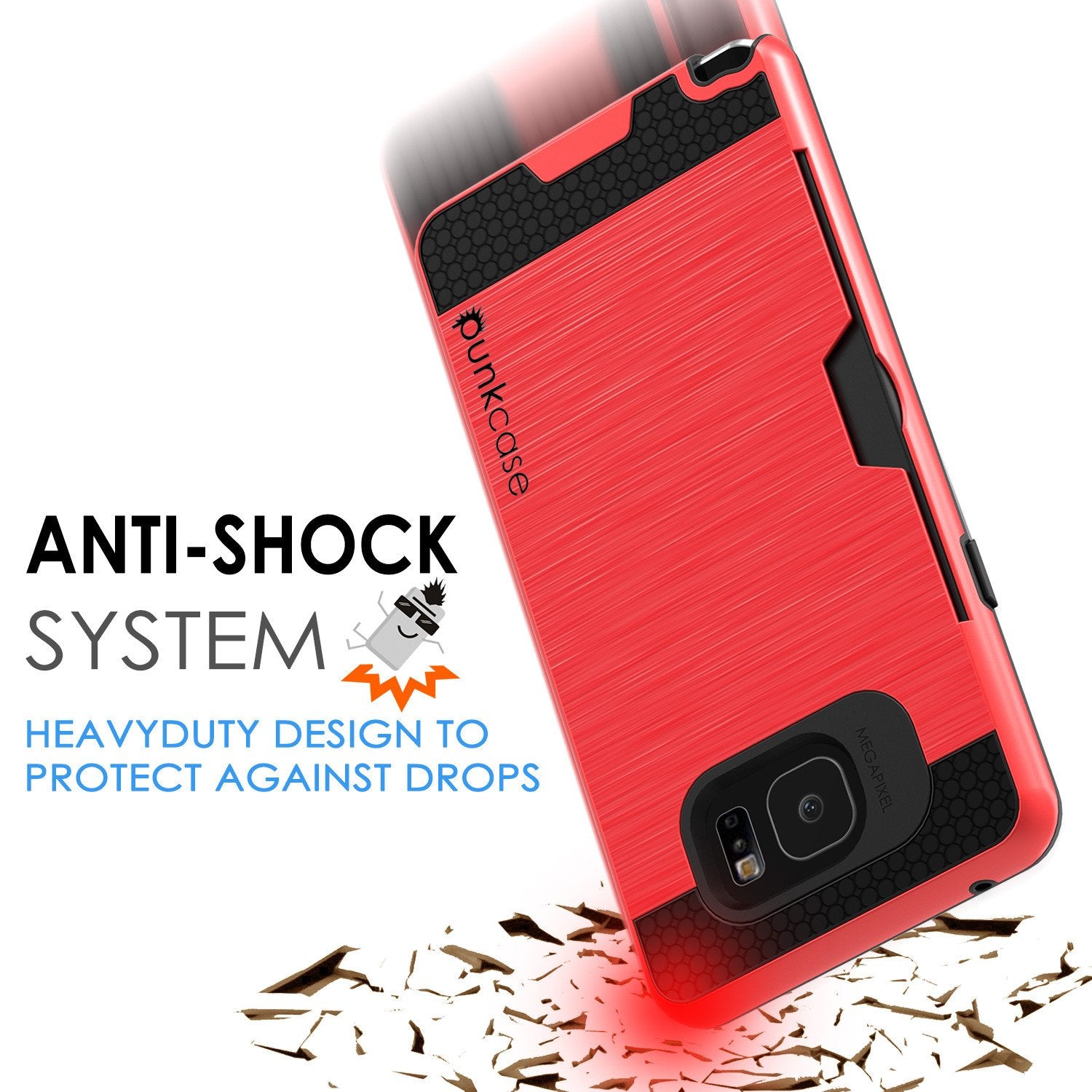 Galaxy Note 5 Case PunkCase SLOT Red Series Slim Armor Soft Cover Case w/ Tempered Glass - PunkCase NZ