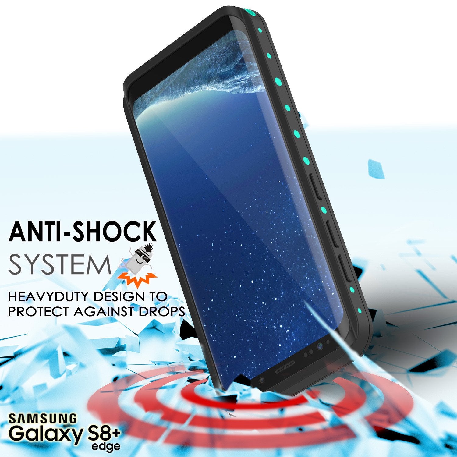 Galaxy S8 Plus Waterproof Case PunkCase StudStar Teal Thin 6.6ft Underwater IP68 Shock/Snow Proof - PunkCase NZ