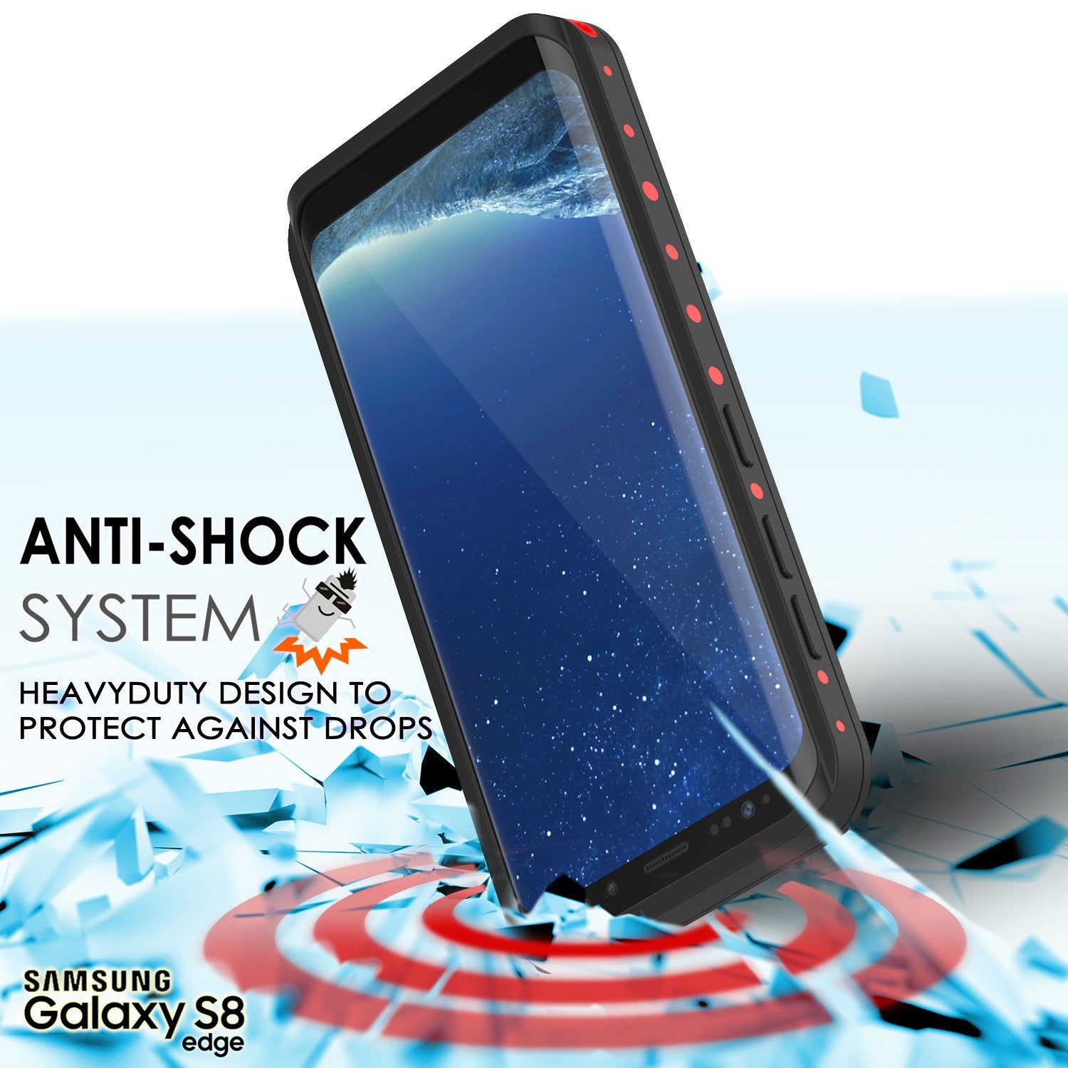 Galaxy S8 Waterproof Case PunkCase StudStar Red Thin 6.6ft Underwater IP68 Shock/Snow Proof - PunkCase NZ