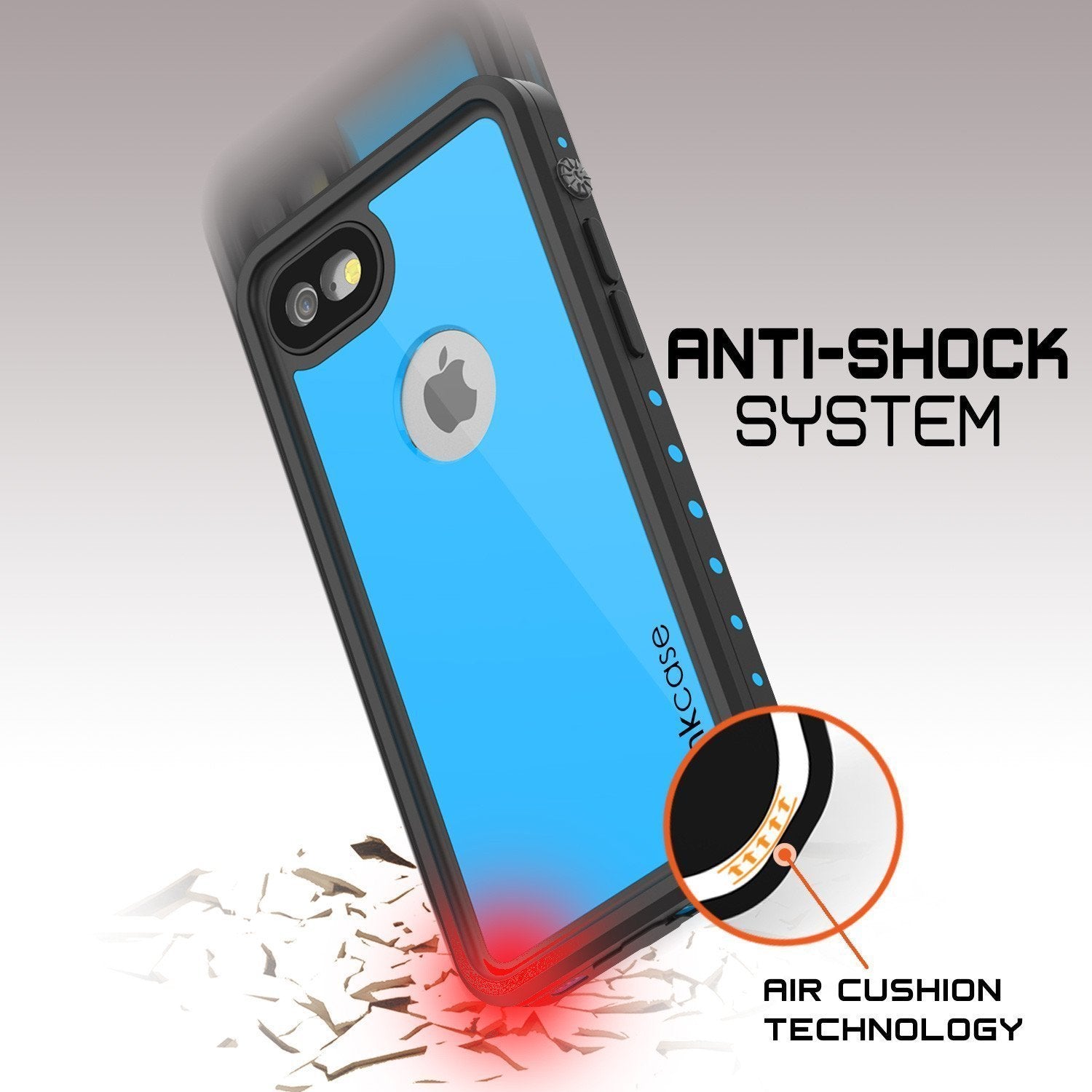 iPhone 8 Waterproof Case, Punkcase [Light Blue] [StudStar Series]  [Slim Fit] [IP68 Certified] [Dirt/Snow Proof] - PunkCase NZ