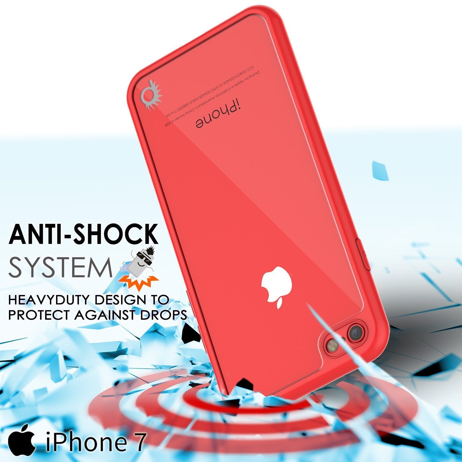 iPhone SE (4.7") Case [MASK Series] [RED] Full Body Hybrid Dual Layer TPU Cover W/ protective Tempered Glass Screen Protector
