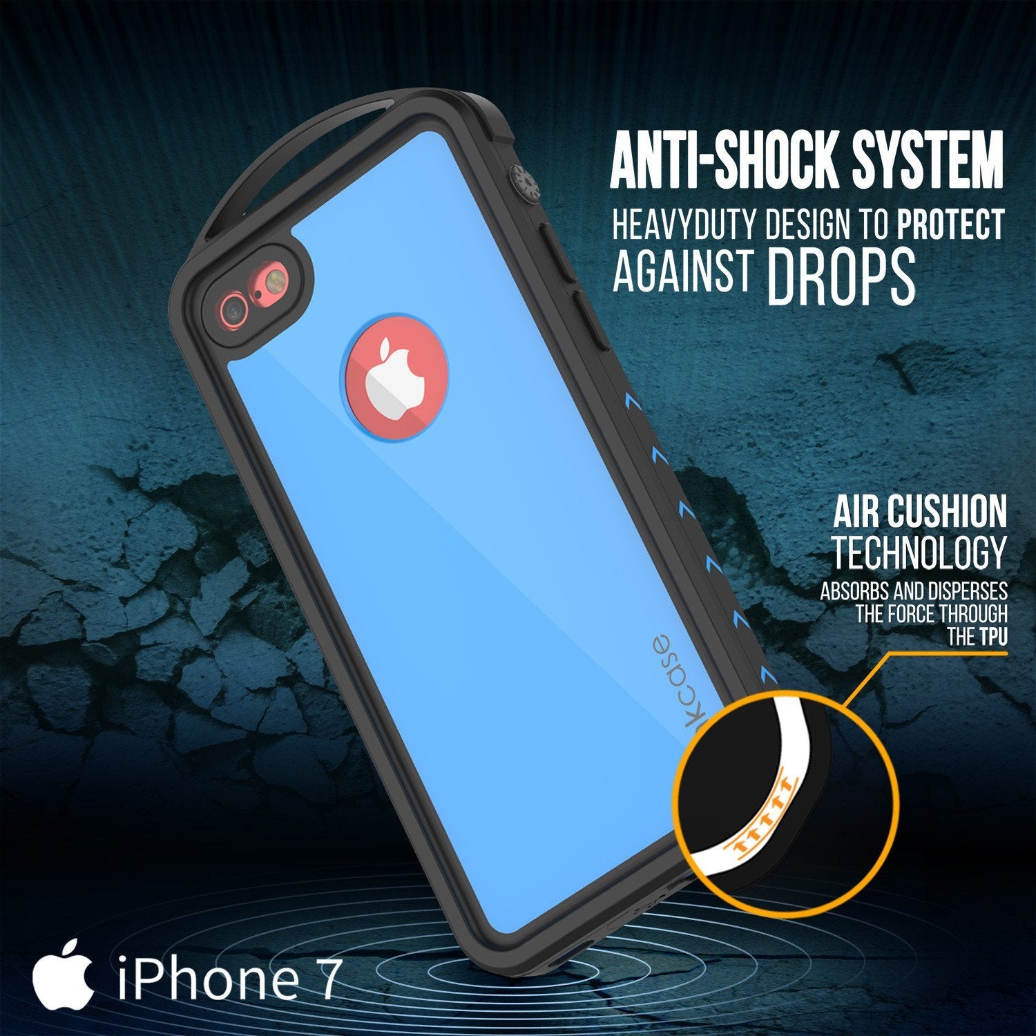 iPhone 8 Waterproof Case, Punkcase ALPINE Series, Light Blue | Heavy Duty Armor Cover - PunkCase NZ
