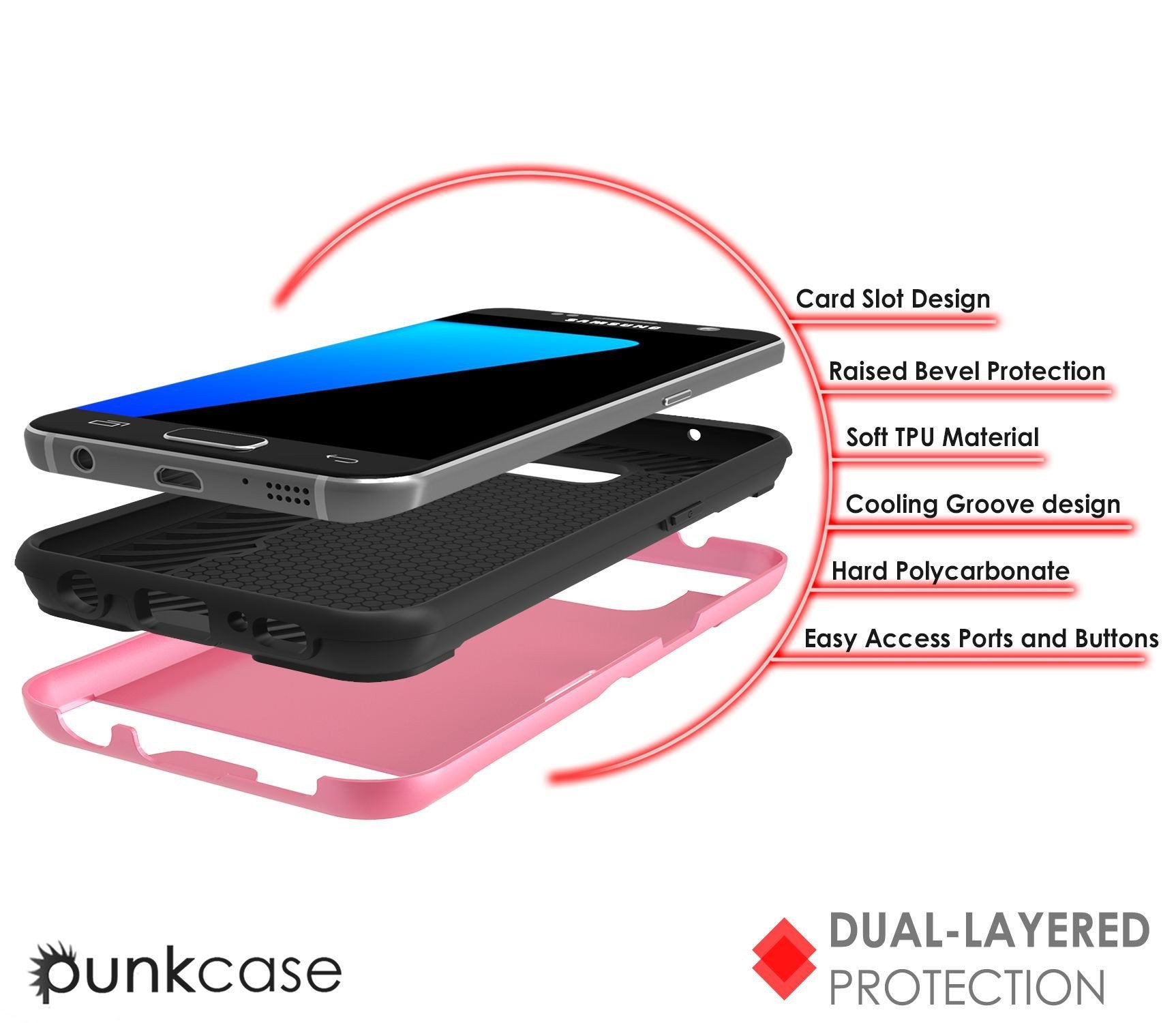 Galaxy s7 EDGE Case PunkCase SLOT Pink Series Slim Armor Soft Cover Case - PunkCase NZ
