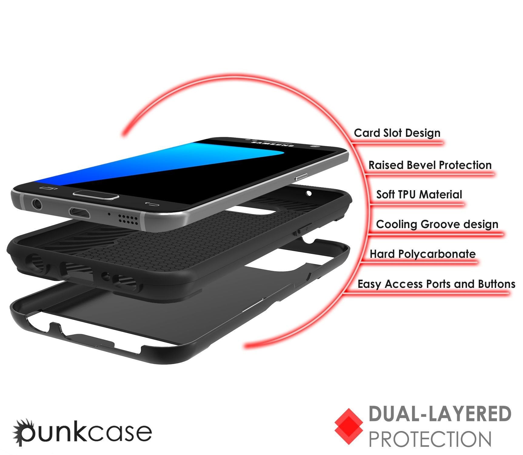 Galaxy s7 EDGE Case PunkCase SLOT Black Series Slim Armor Soft Cover Case - PunkCase NZ