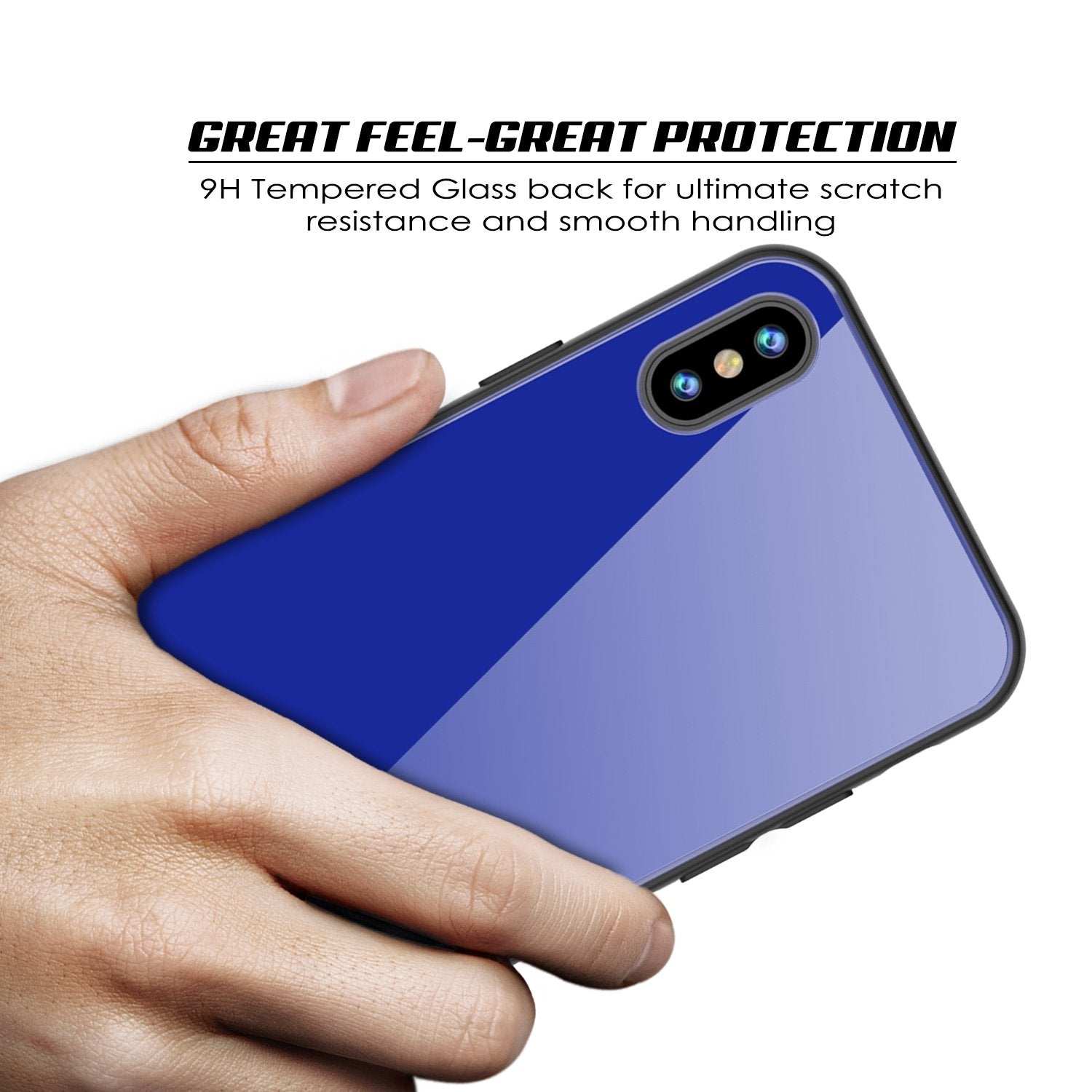 iPhone X Case, Punkcase GlassShield Ultra Thin Protective 9H Full Body Tempered Glass Cover W/ Drop Protection & Non Slip Grip for Apple iPhone 10 [Blue] - PunkCase NZ