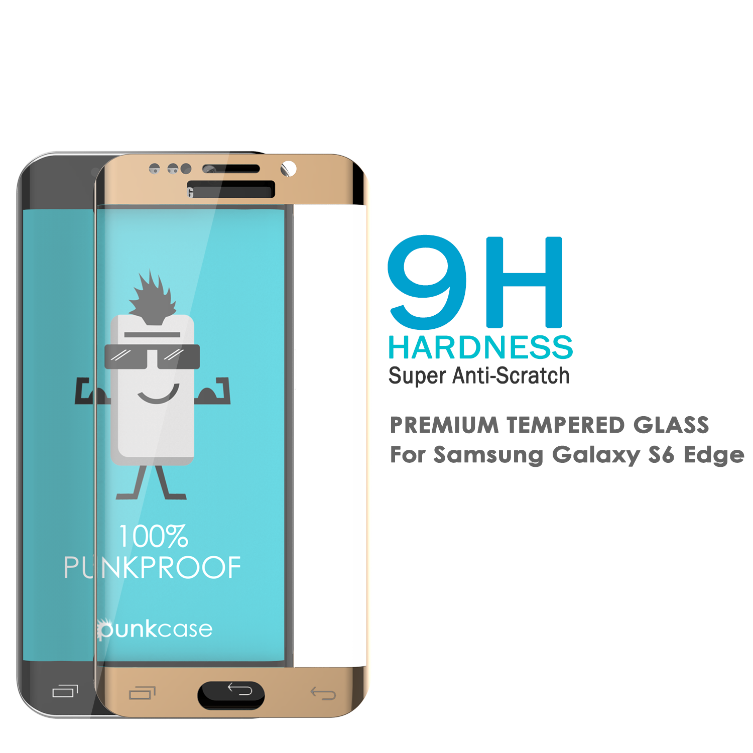 Galaxy S6 Edge Gold Punkcase Glass SHIELD Tempered Glass Screen Protector 0.33mm Thick 9H Glass - PunkCase NZ
