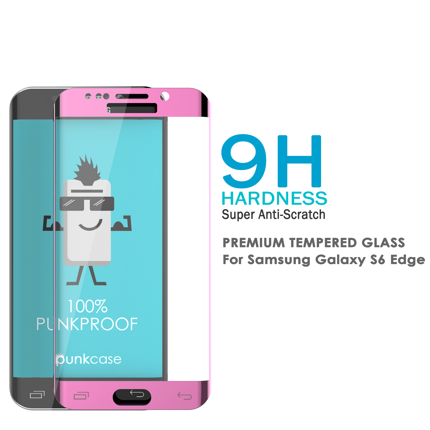 Galaxy S6 Edge Pink Tempered Glass Screen Protector, PUNKSHIELD [product_title].33mm Thick 9H Glass - PunkCase NZ