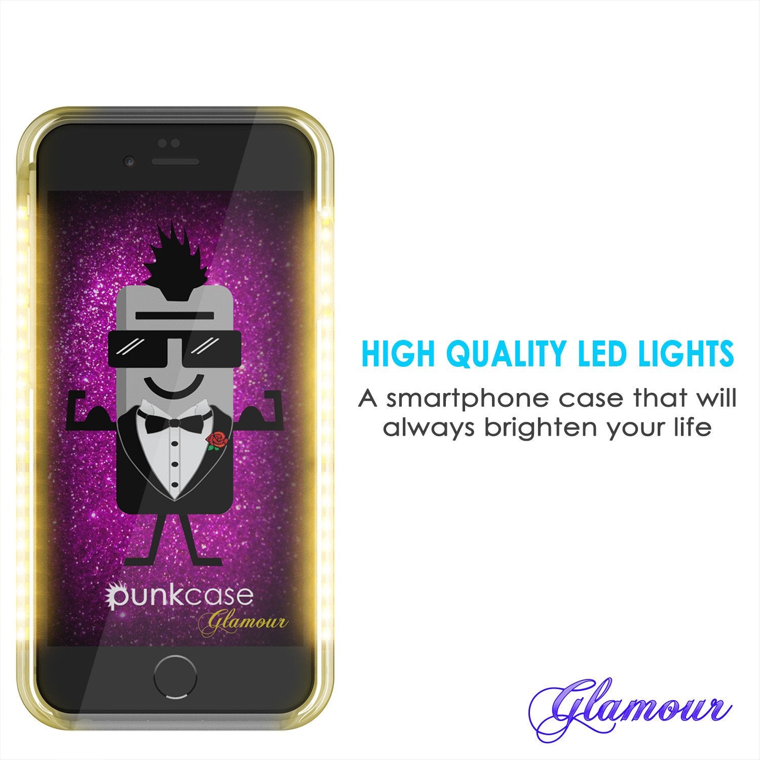 iPhone 6+/6S+ Plus Punkcase LED Light Case Light Illuminated Case, Black W/  Battery Power Bank - PunkCase NZ