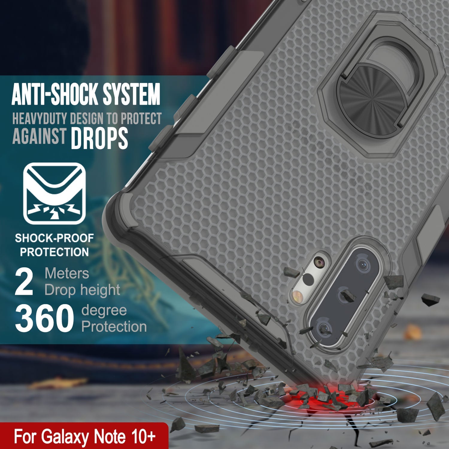 Punkcase Galaxy Note 10 Plus Case [Magnetix 2.0 Series] Clear Protective TPU Cover W/Kickstand [Grey]