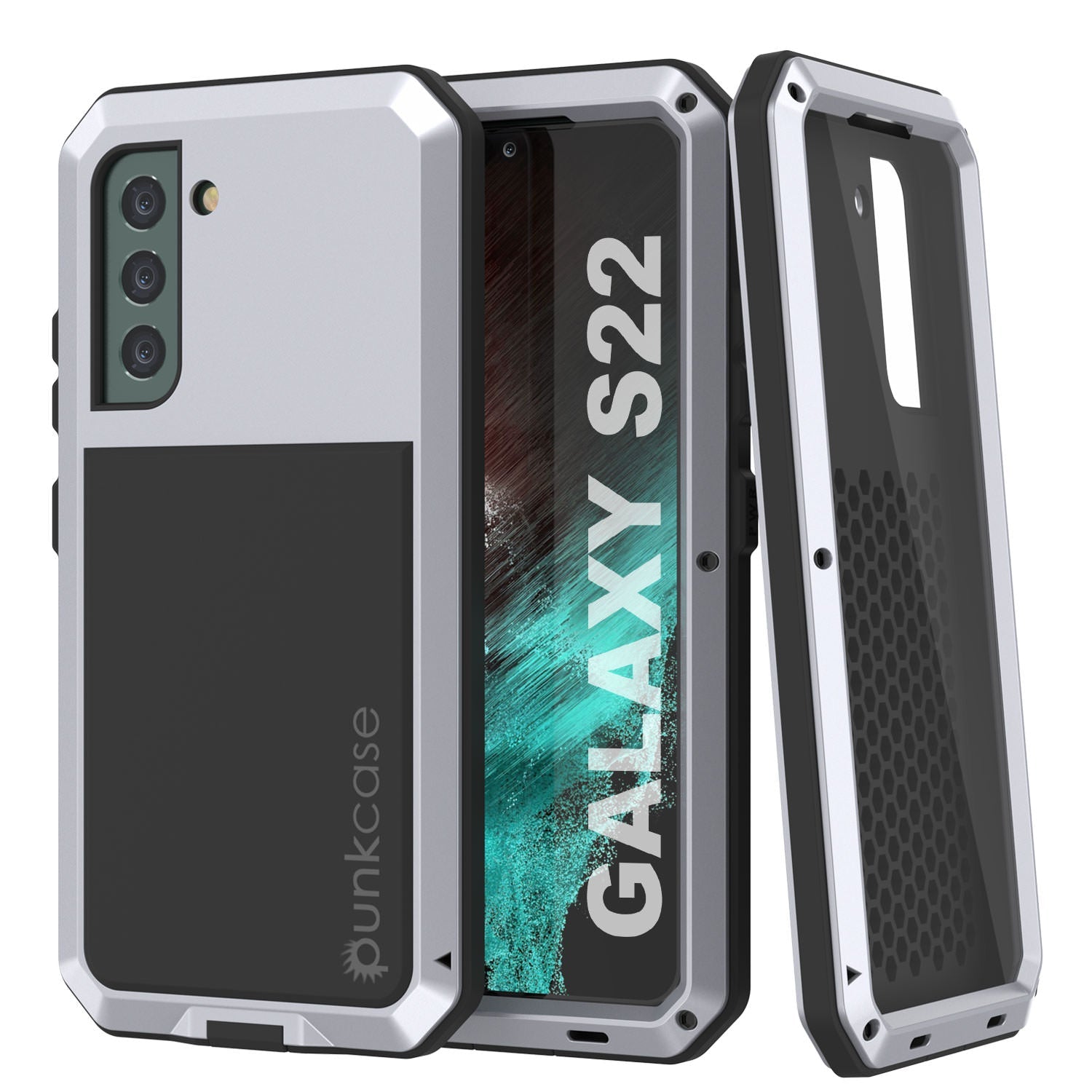 Galaxy S22 Metal Case, Heavy Duty Military Grade Rugged Armor Cover [White]