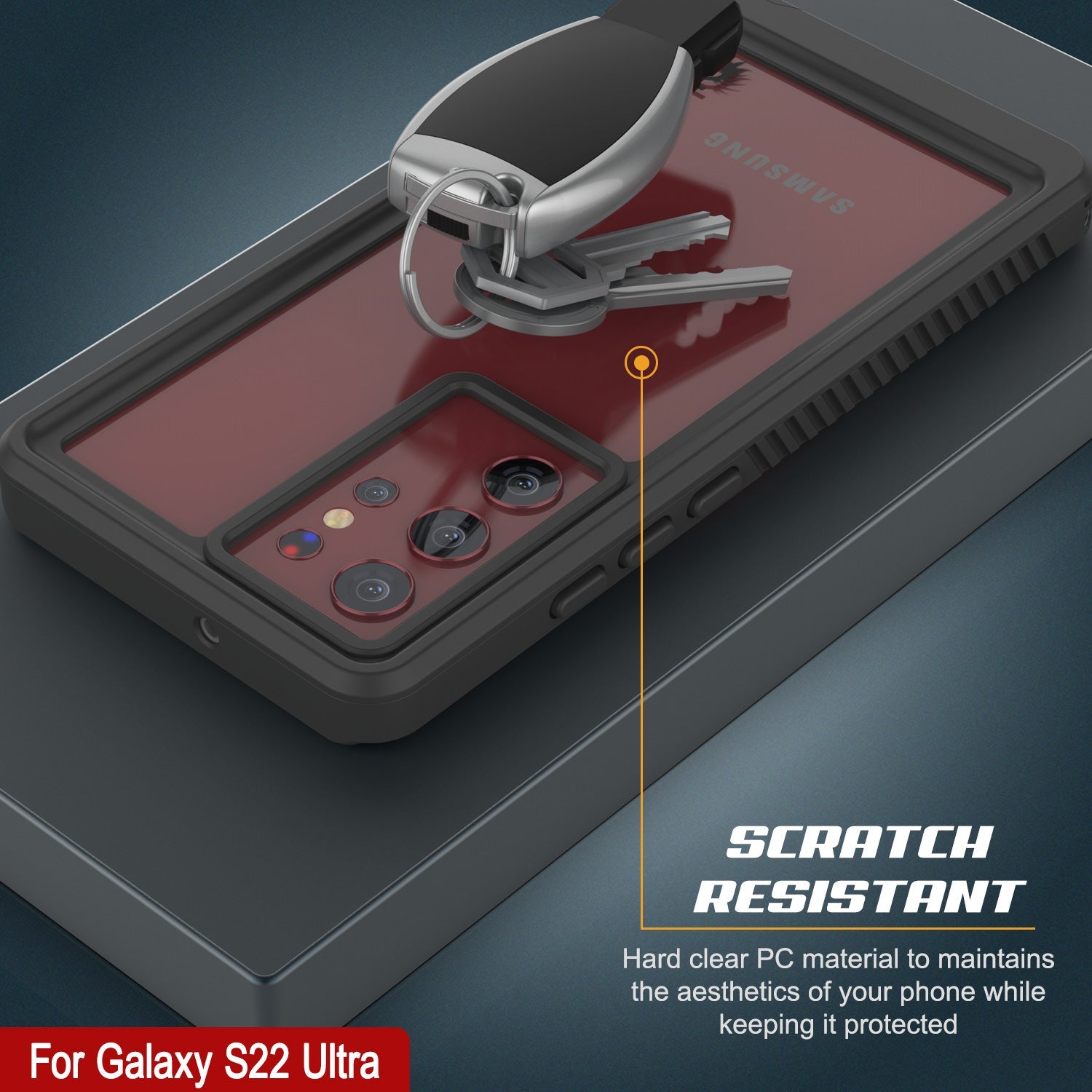 Galaxy S22 Ultra Water/ Shock/ Snowproof [Extreme Series] Slim Screen Protector Case [Red]