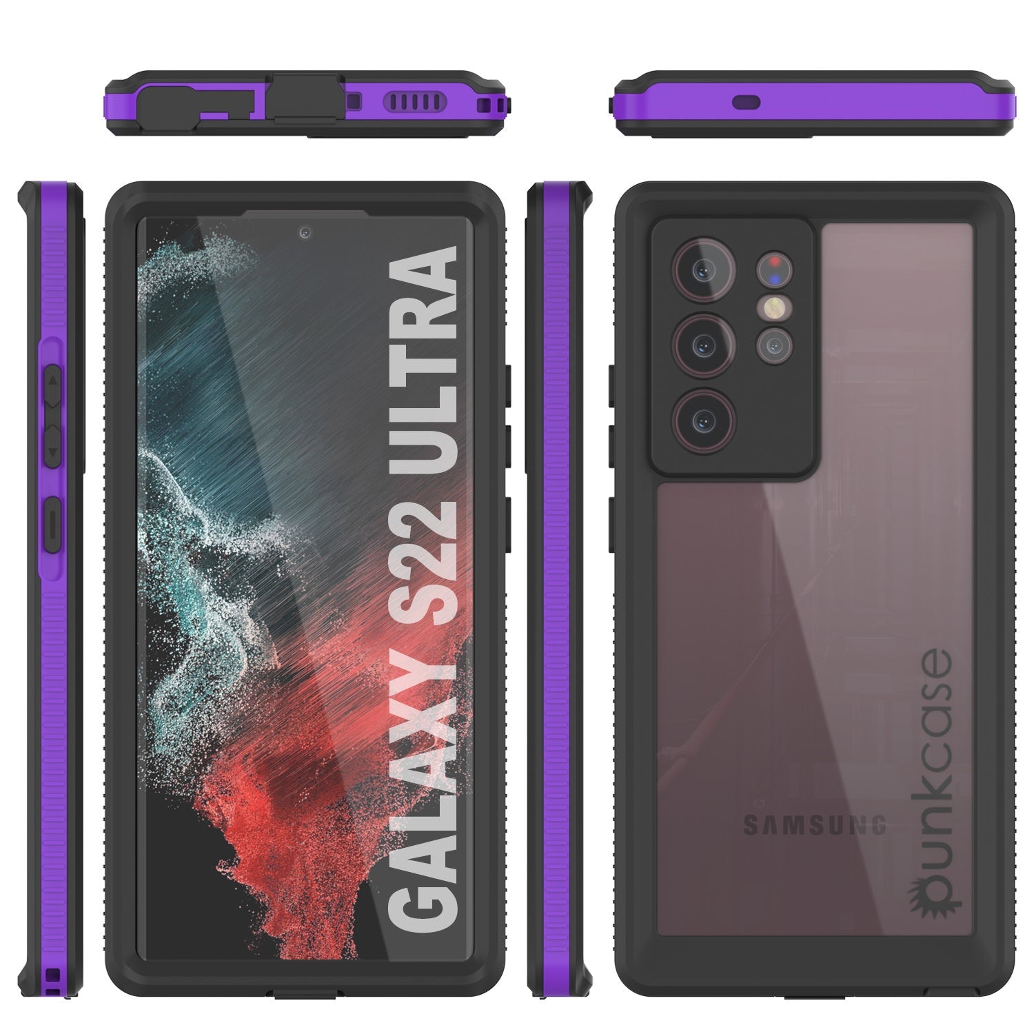 Galaxy S22 Ultra Waterproof Case PunkCase Ultimato Purple Thin 6.6ft Underwater IP68 Shock/Snow Proof [Purple]