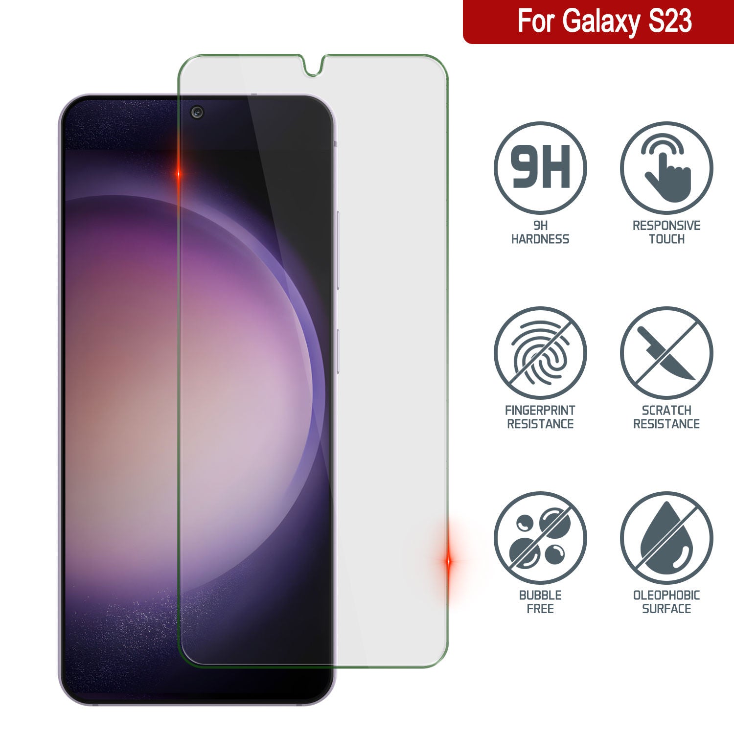 Galaxy S23  Black Punkcase Glass SHIELD Tempered Glass Screen Protector 0.33mm Thick 9H Glass
