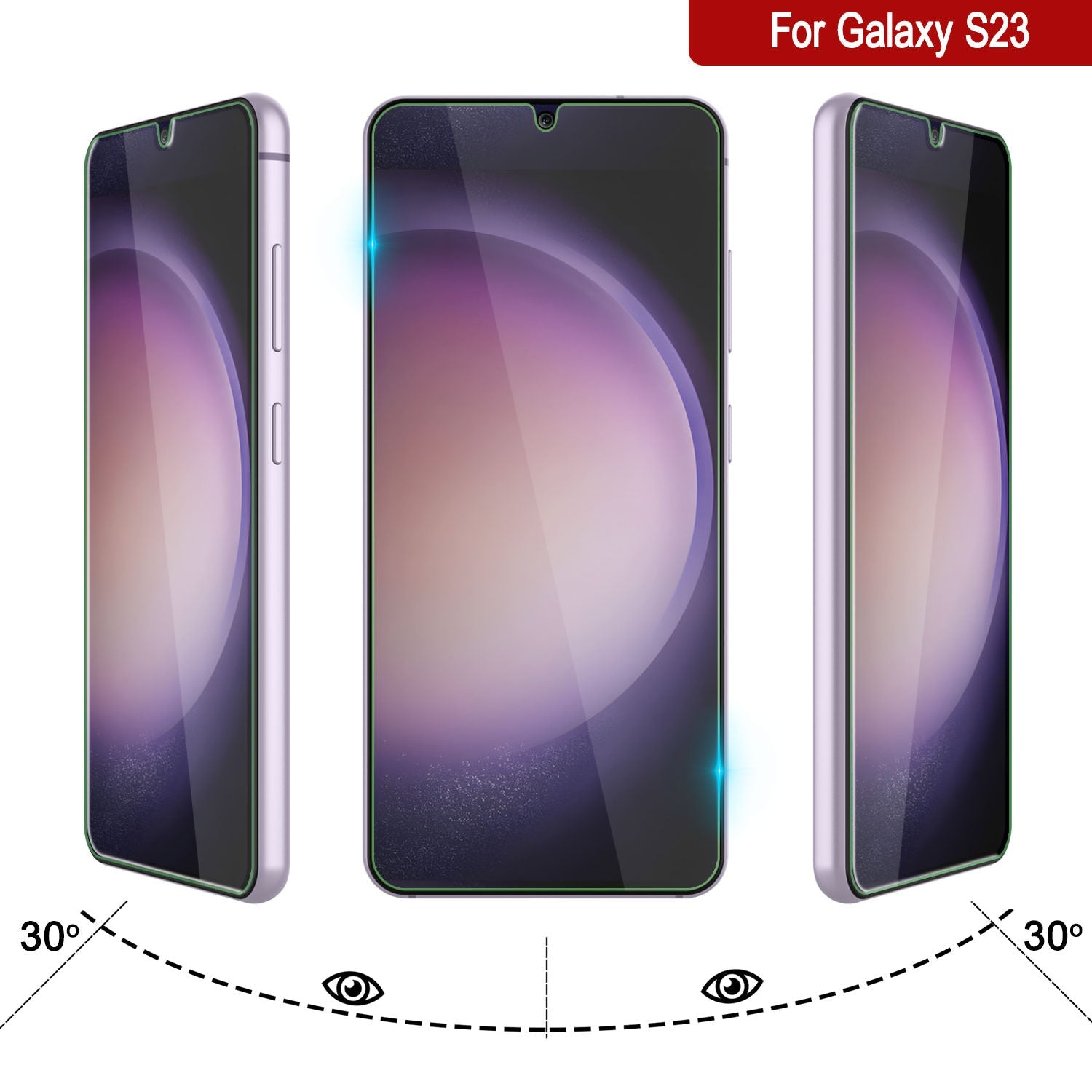 Galaxy S23  Black Punkcase Glass SHIELD Tempered Glass Screen Protector 0.33mm Thick 9H Glass