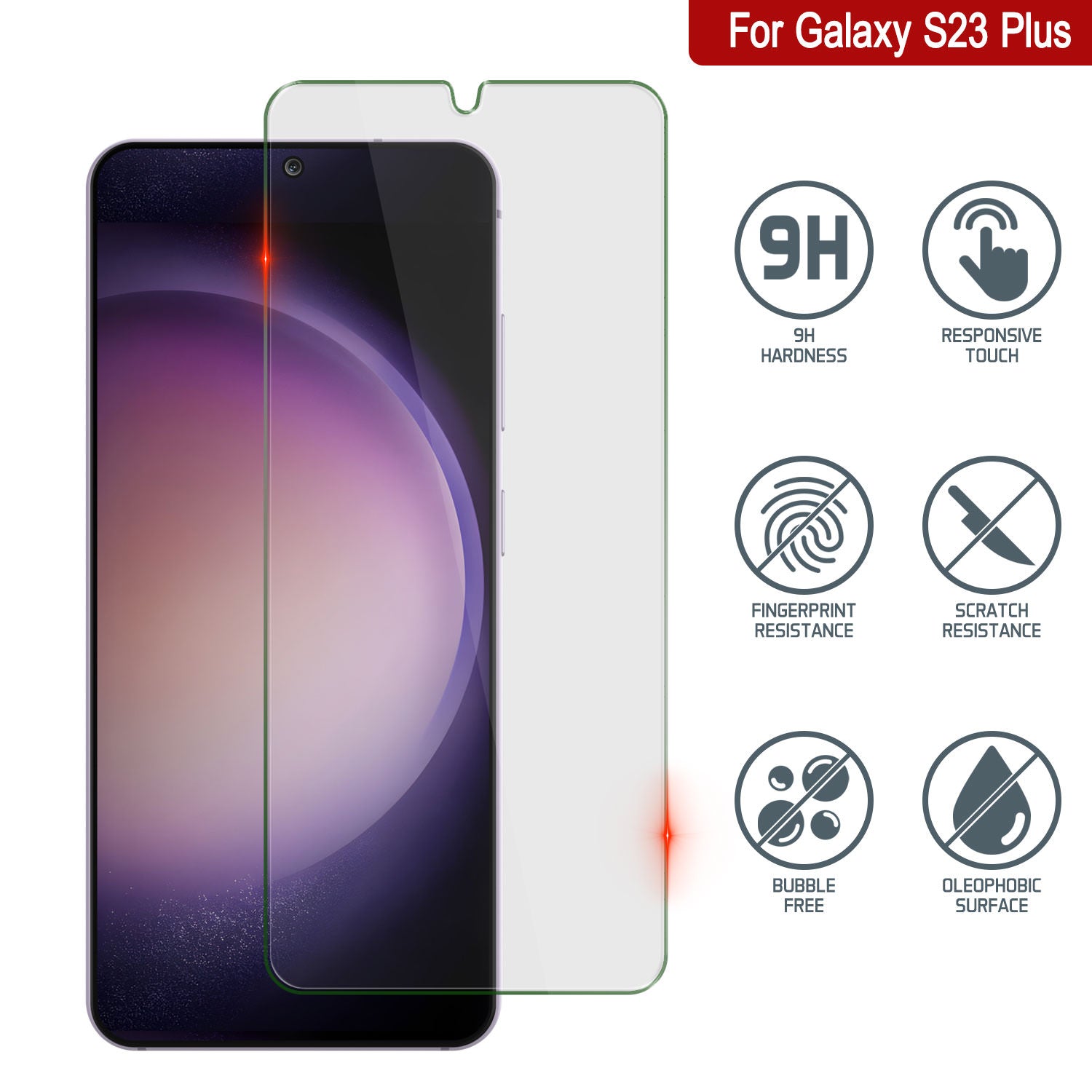 Galaxy S23+ Plus Black Punkcase Glass SHIELD Tempered Glass Screen Protector 0.33mm Thick 9H Glass