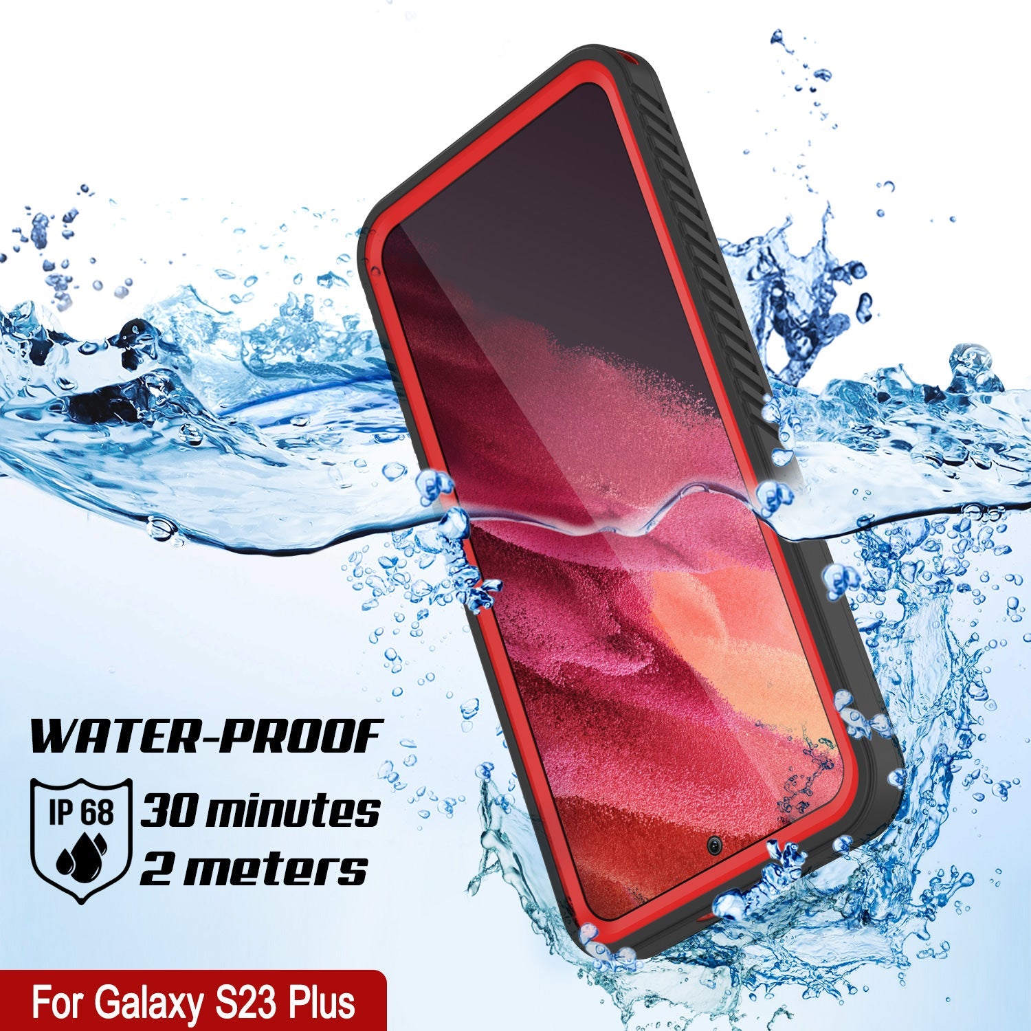 Galaxy S23+ Plus Water/ Shock/ Snowproof [Extreme Series] Slim Screen Protector Case [Red]