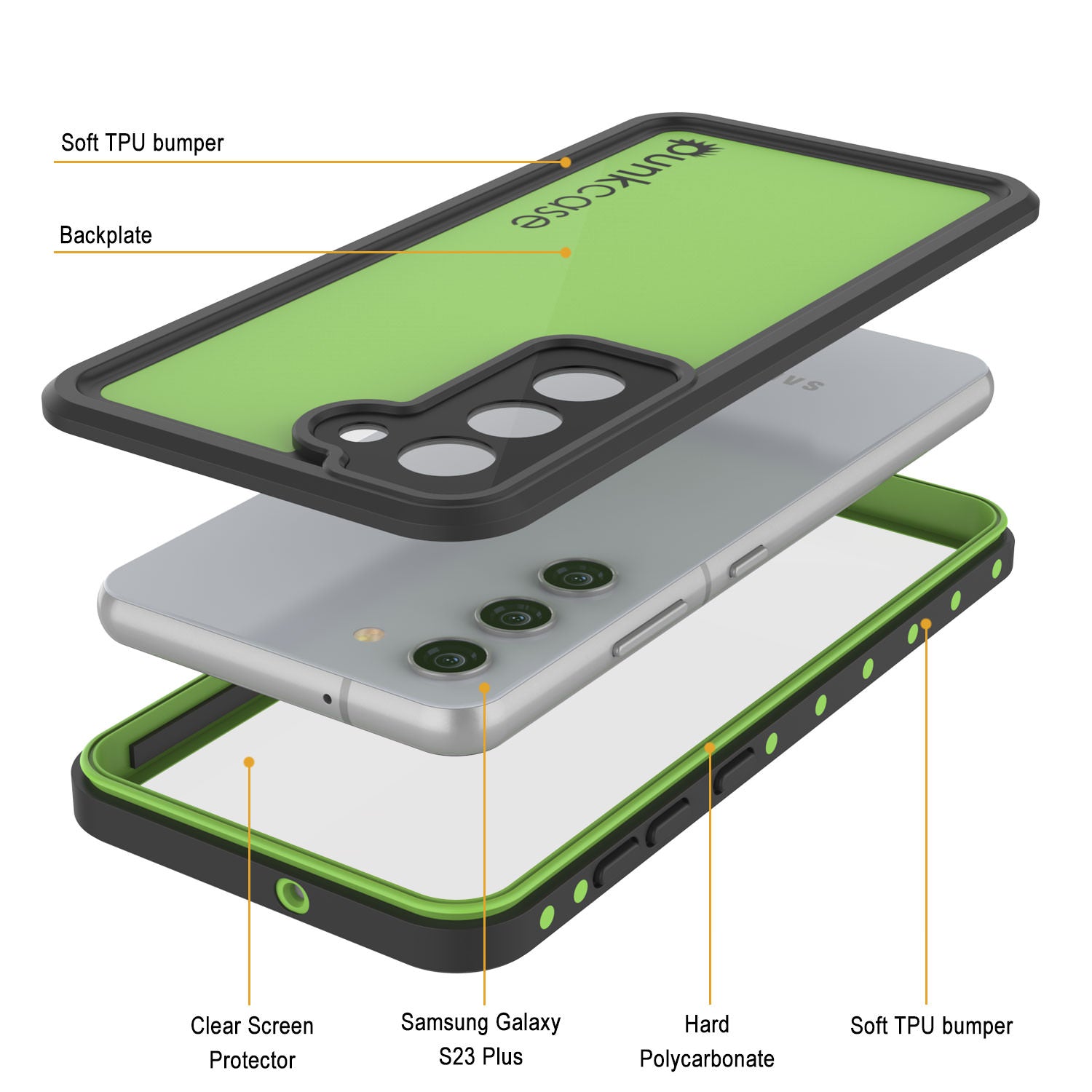 Galaxy S24+ Plus Waterproof Case PunkCase StudStar Light Green Thin 6.7ft Underwater IP68 ShockProof