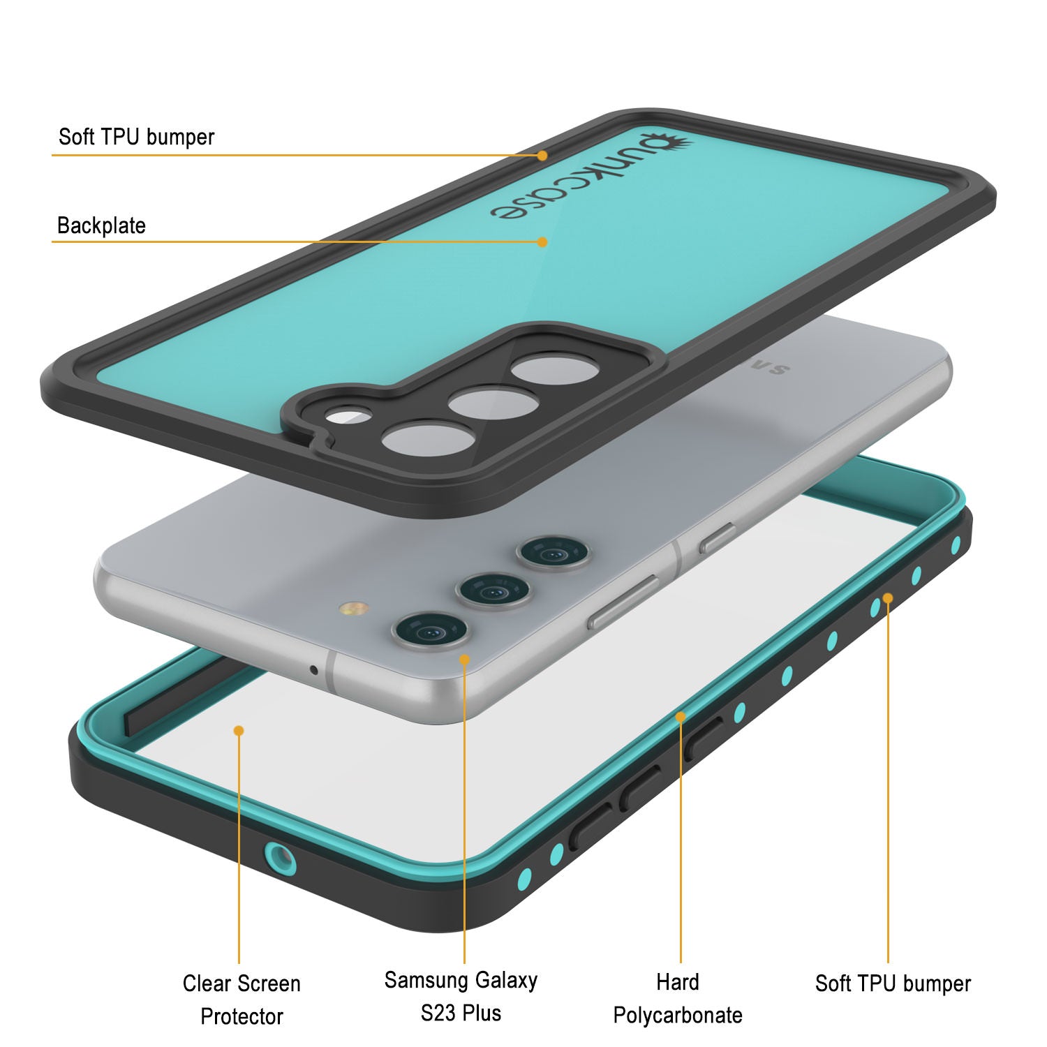 Galaxy S24+ Plus Waterproof Case PunkCase StudStar Teal Thin 6.7ft Underwater IP68 Shock/Snow Proof