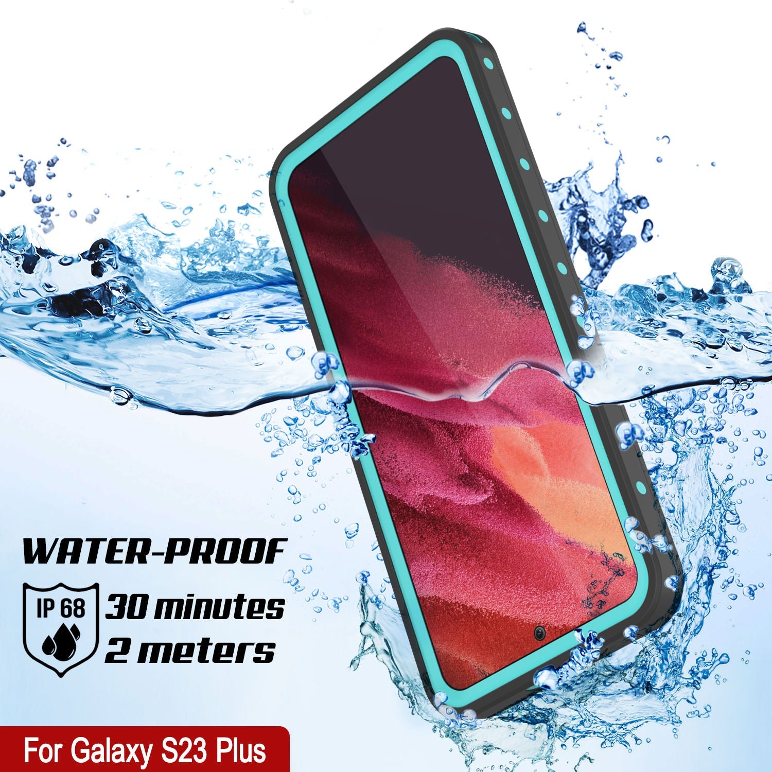 Galaxy S23+ Plus Waterproof Case PunkCase StudStar Teal Thin 6.6ft Underwater IP68 Shock/Snow Proof