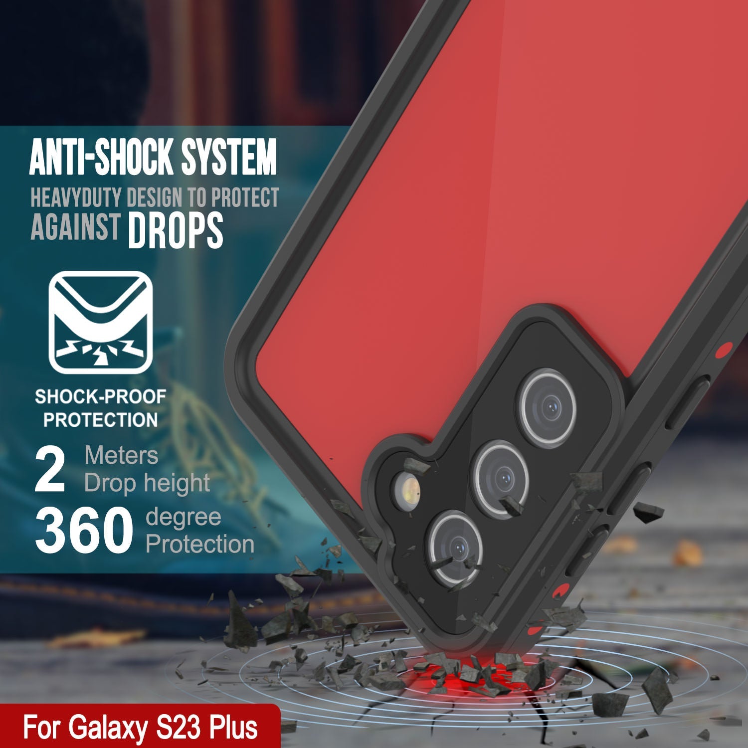 Galaxy S24+ Plus Waterproof Case PunkCase StudStar Red Thin 6.7ft Underwater IP68 Shock/Snow Proof