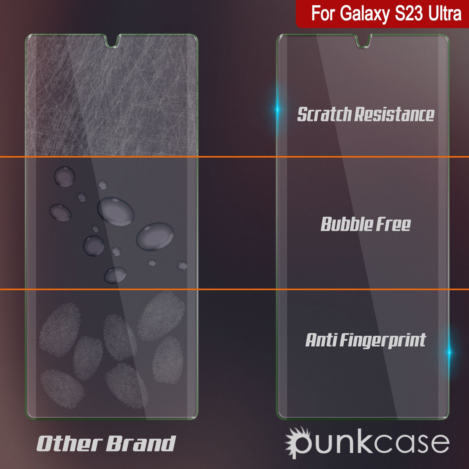 Galaxy S23 Ultra Clear Punkcase Glass SHIELD Tempered Glass Screen Protector 0.33mm Thick 9H Glass