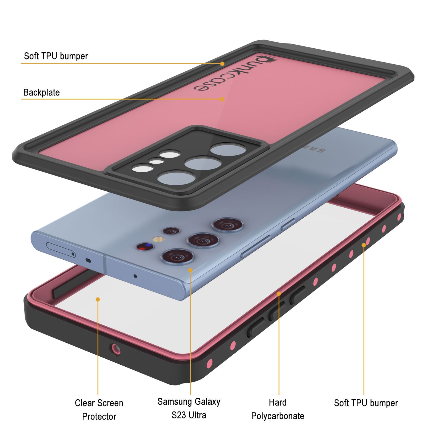 Galaxy S24 Ultra Waterproof Case PunkCase StudStar Pink Thin 6.6ft Underwater IP68 Shock/Snow Proof