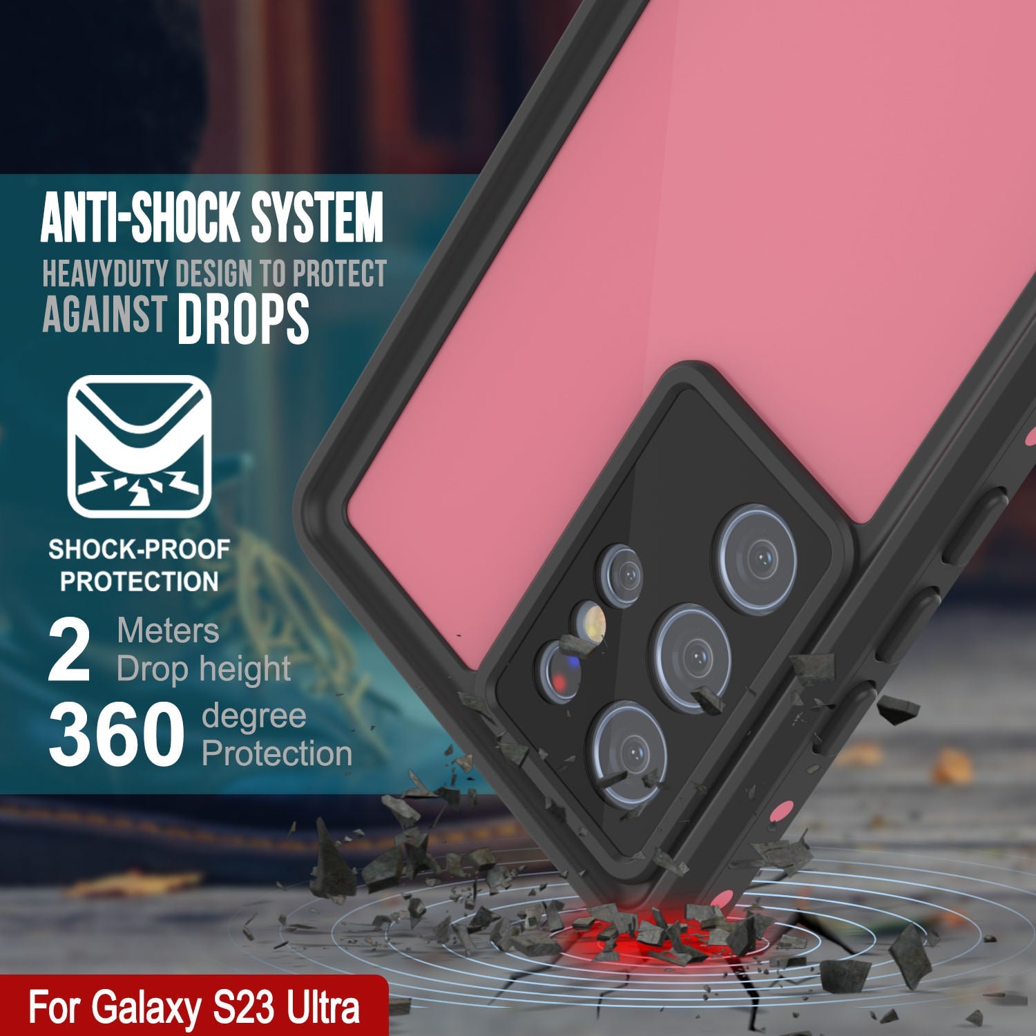 Galaxy S24 Ultra Waterproof Case PunkCase StudStar Pink Thin 6.6ft Underwater IP68 Shock/Snow Proof