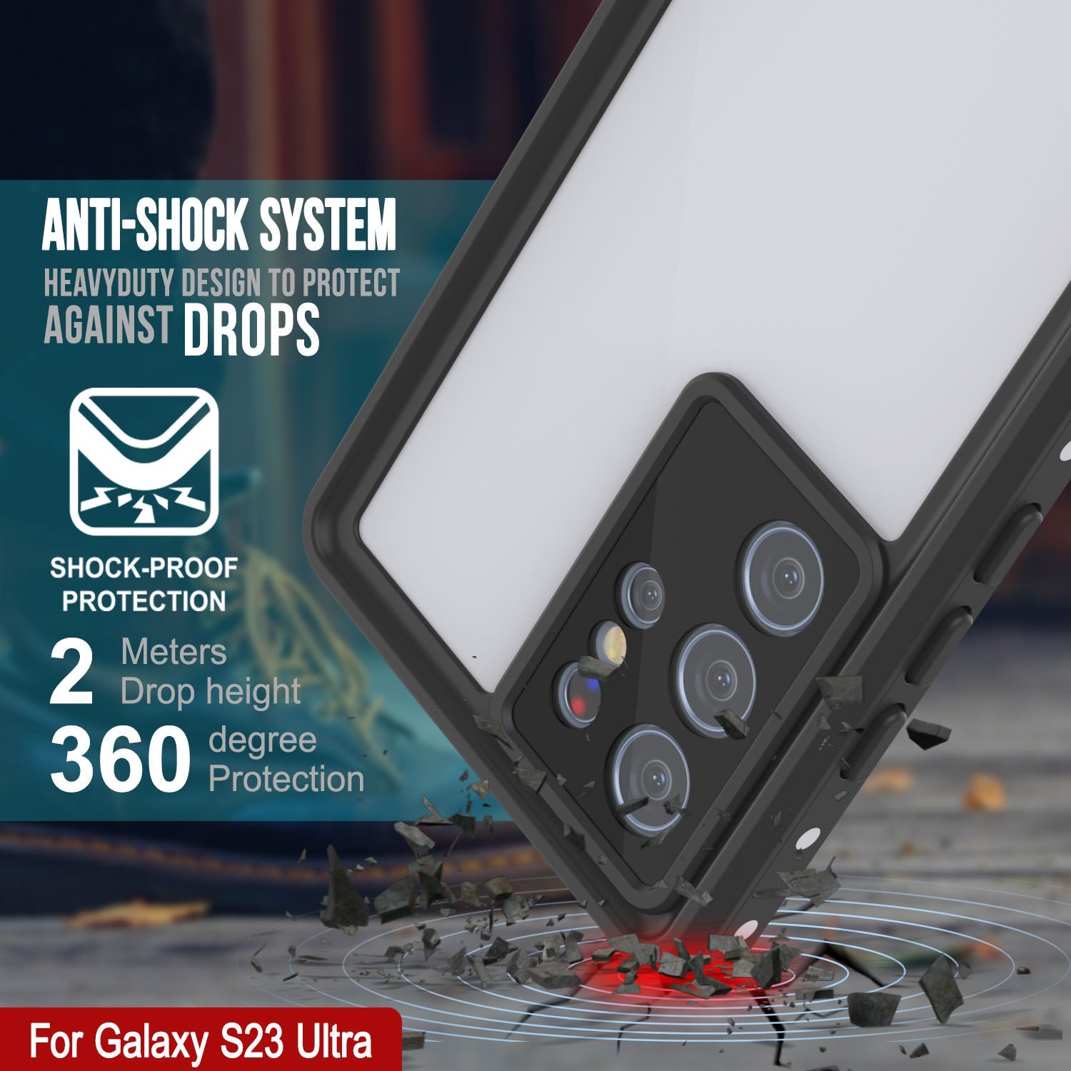Galaxy S23 Ultra Waterproof Case, Punkcase StudStar White Thin 6.6ft Underwater IP68 Shock/Snow Proof