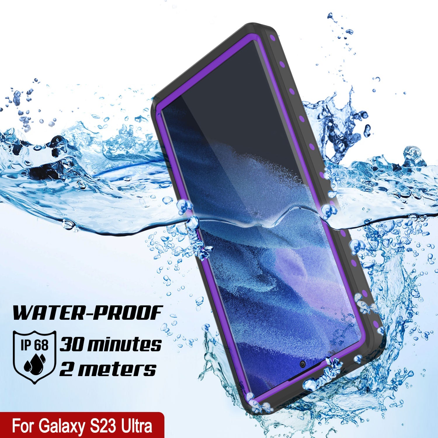 Galaxy S24 Ultra Waterproof Case PunkCase StudStar Purple Thin 6.6ft Underwater IP68 Shock/Snow Proof