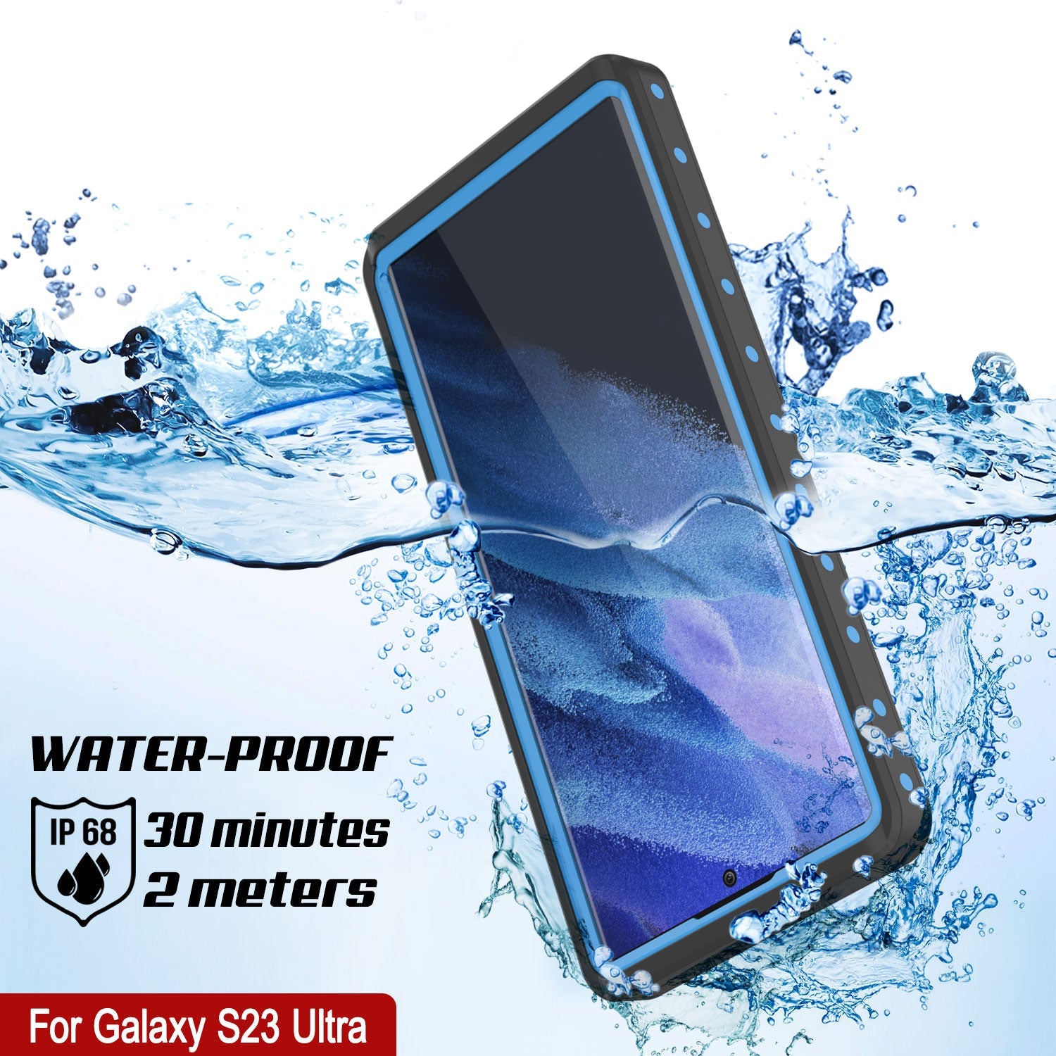 Galaxy S24 Ultra Waterproof Case PunkCase StudStar Light Blue Thin 6.6ft Underwater IP68 ShockProof