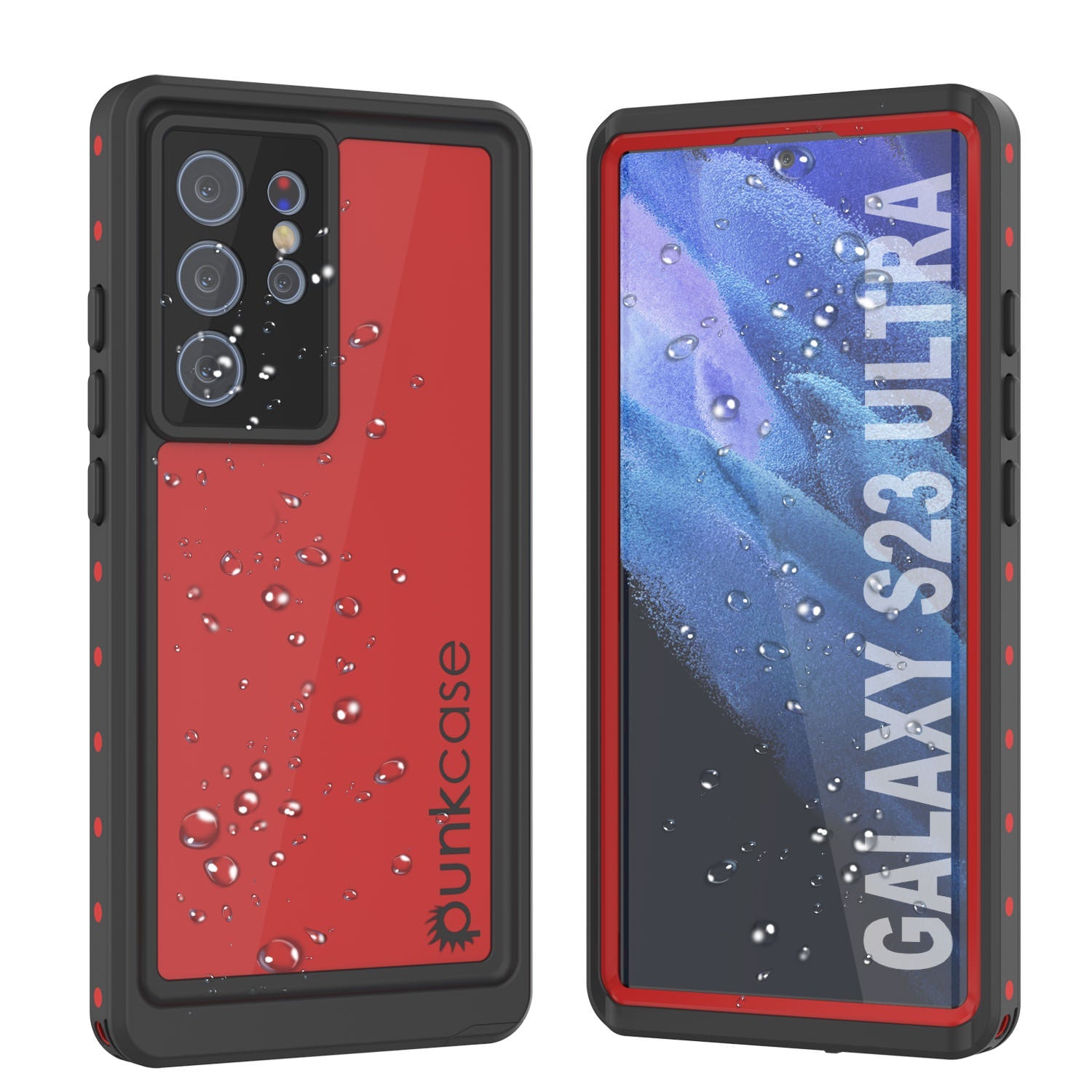 Galaxy S23 Ultra Waterproof Case PunkCase StudStar Red Thin 6.6ft Underwater IP68 Shock/Snow Proof
