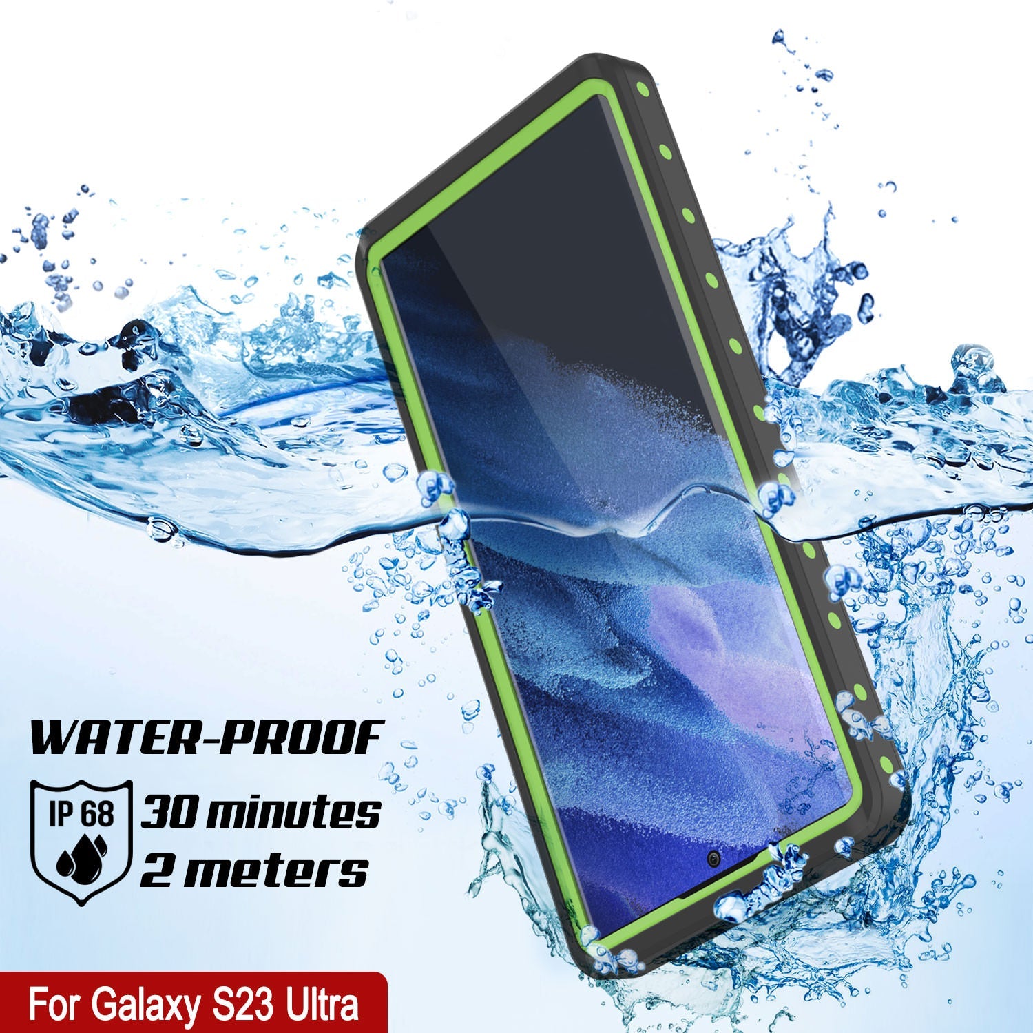 Galaxy S24 Ultra Waterproof Case PunkCase StudStar Light Green Thin 6.6ft Underwater IP68 ShockProof