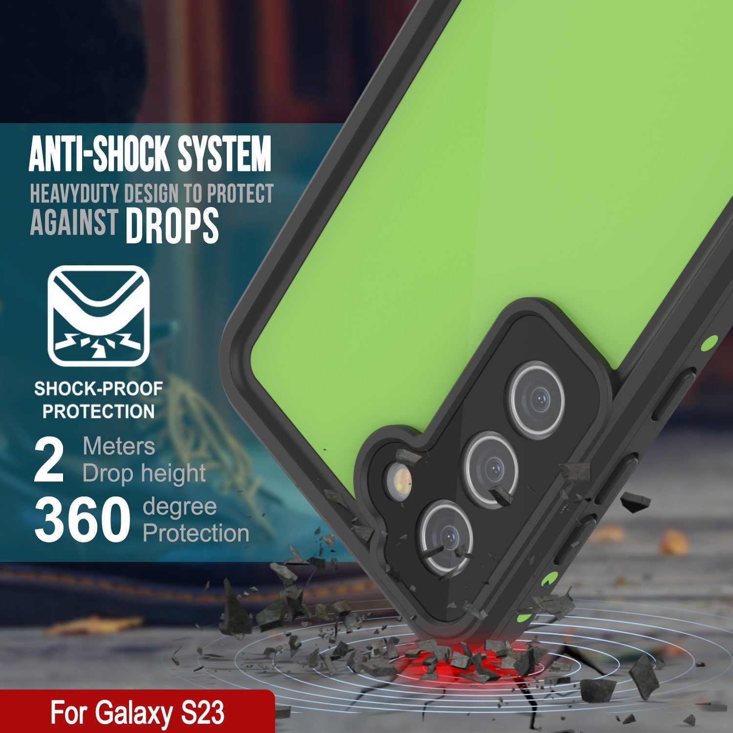 Galaxy S24 Waterproof Case PunkCase StudStar Light Green Thin 6.2ft Underwater IP68 ShockProof