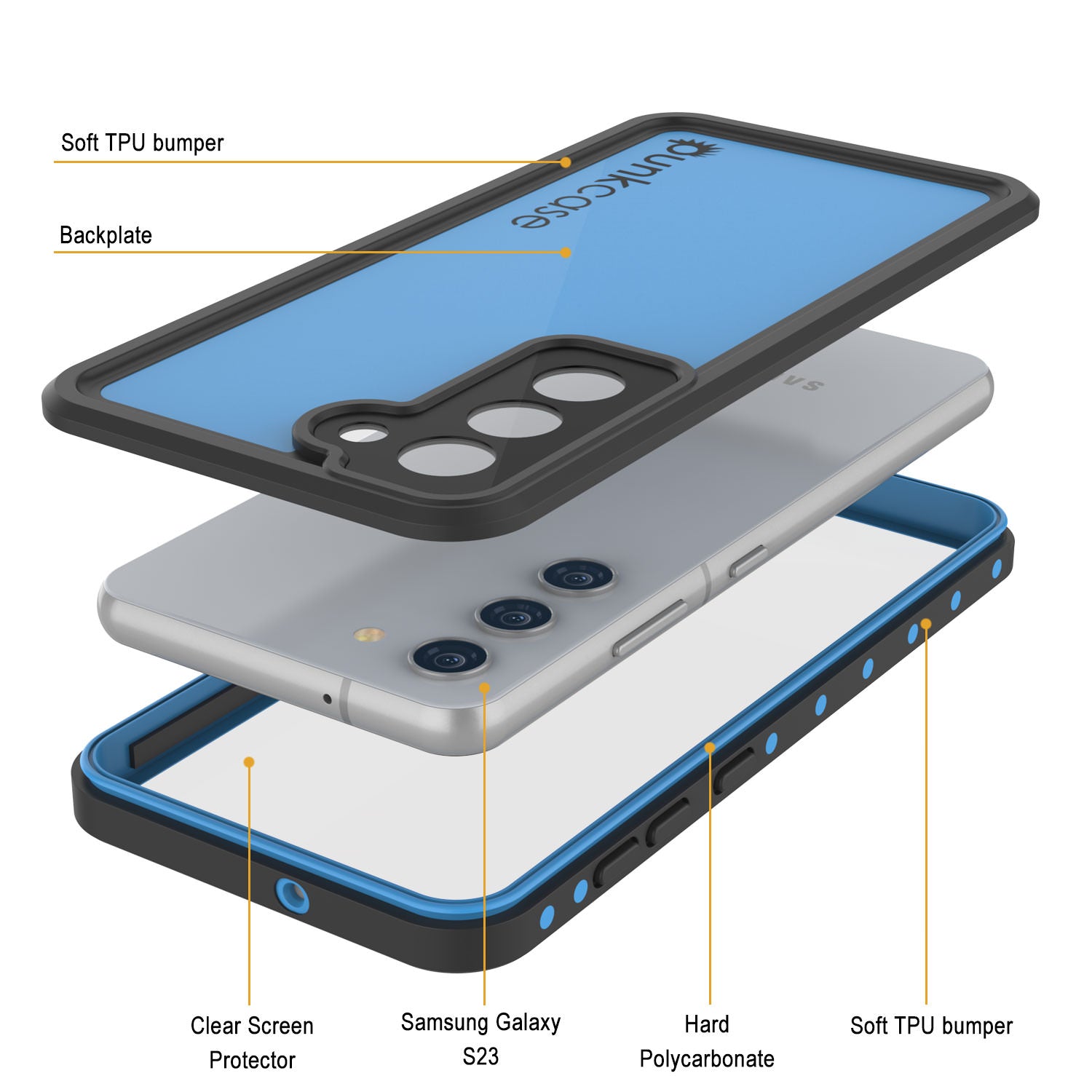 Galaxy S24 Waterproof Case PunkCase StudStar Light Blue Thin 6.2ft Underwater IP68 ShockProof