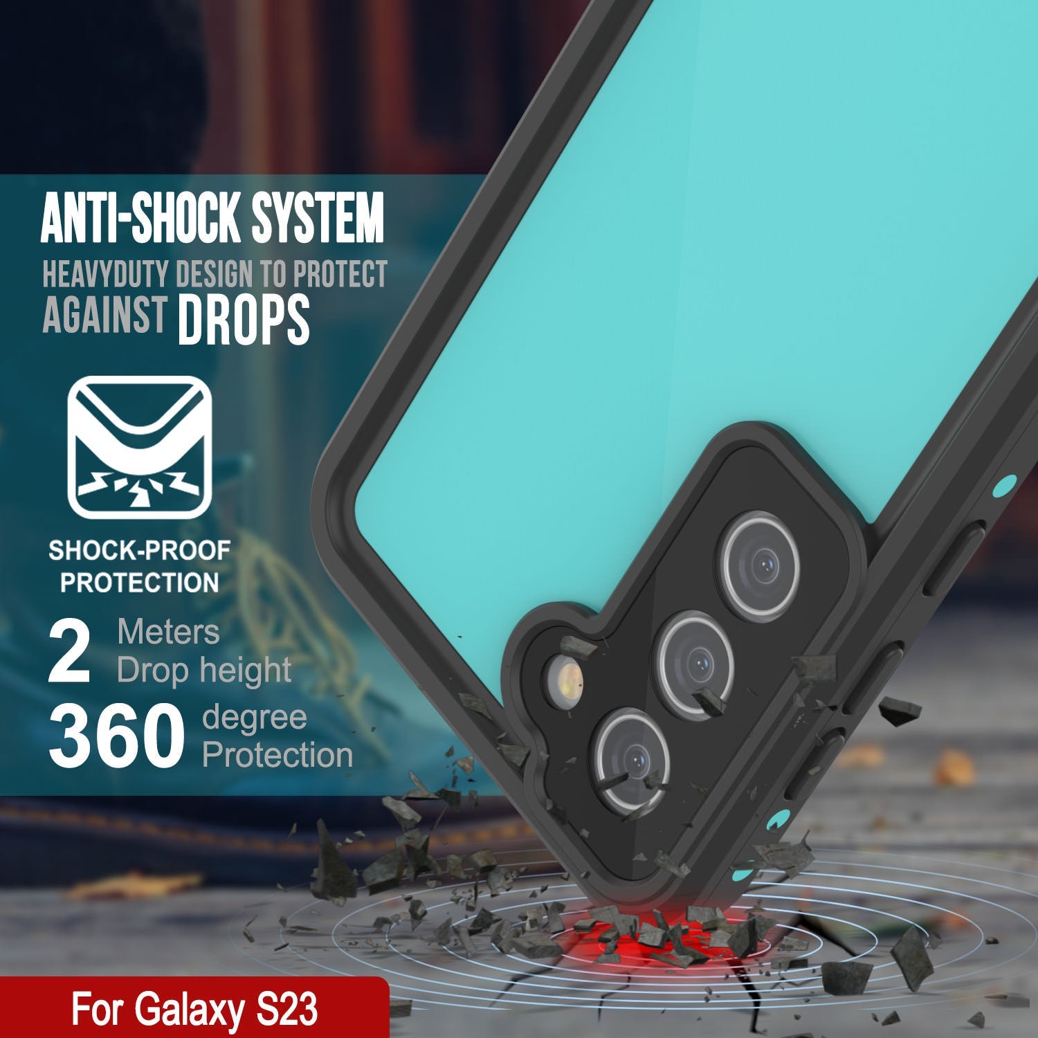 Galaxy S24 Waterproof Case PunkCase StudStar Teal Thin 6.2ft Underwater IP68 Shock/Snow Proof