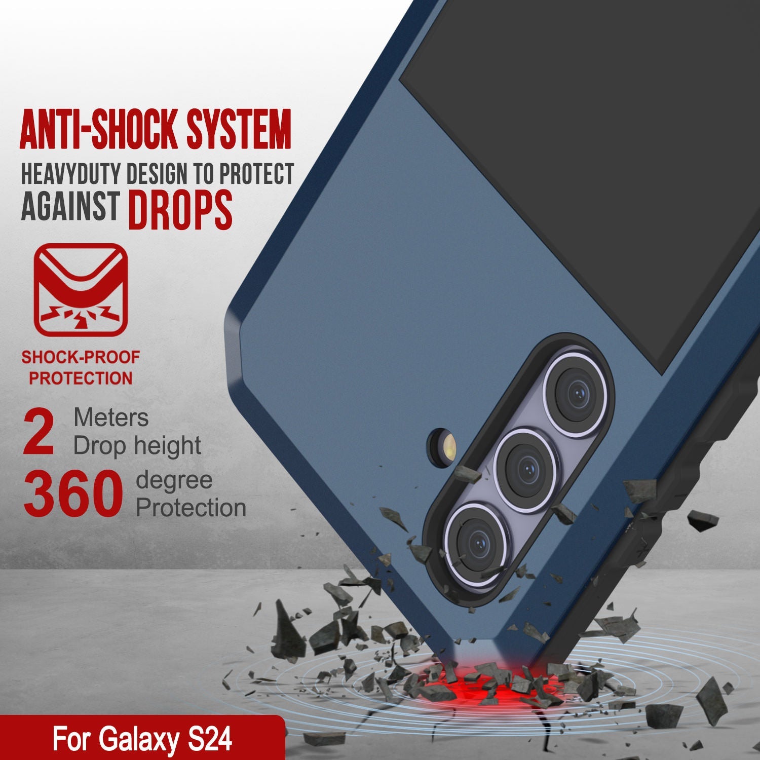 Galaxy S24 Metal Case, Heavy Duty Military Grade Armor Cover [shock proof] Full Body Hard [Blue]