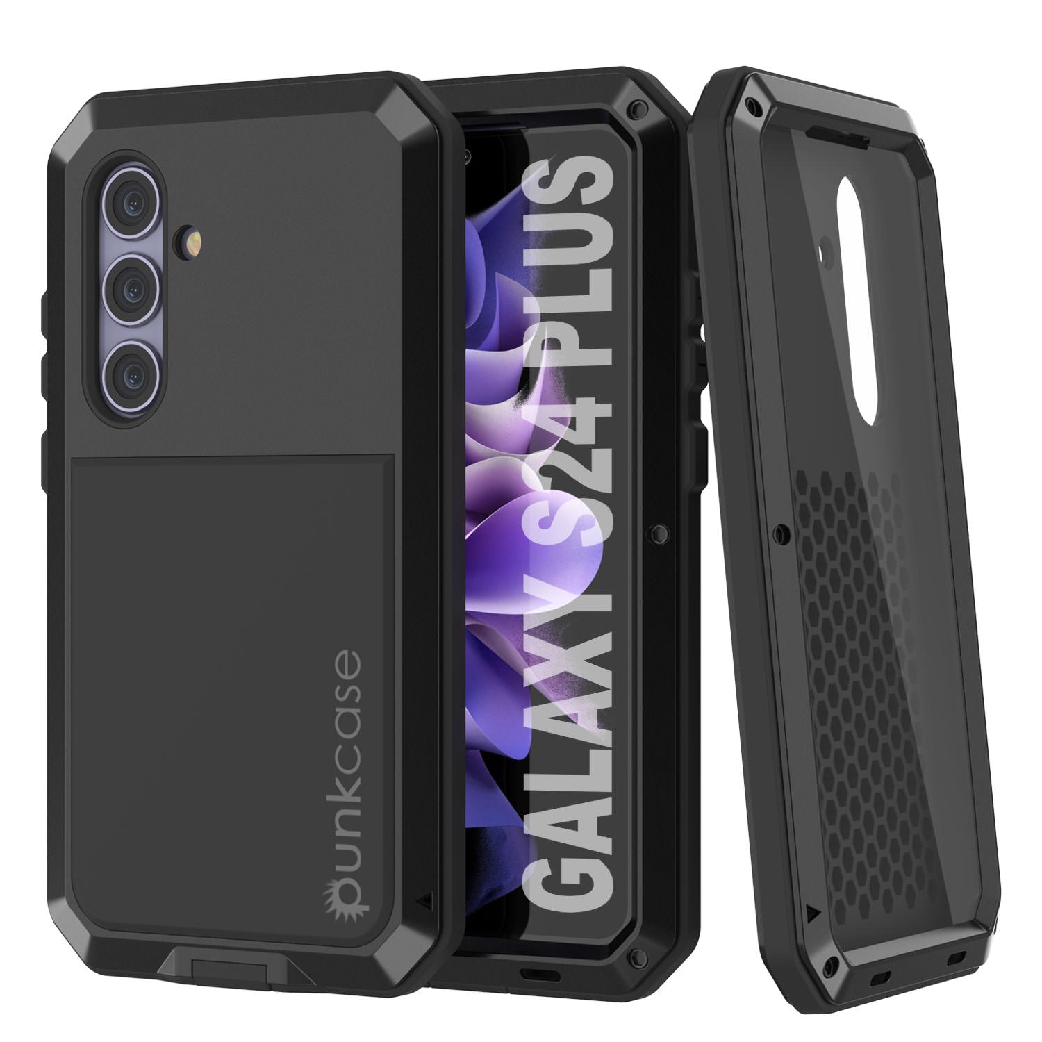 Galaxy S24 Plus Metal Case, Heavy Duty Military Grade Armor Cover [shock proof] Full Body Hard [Black]