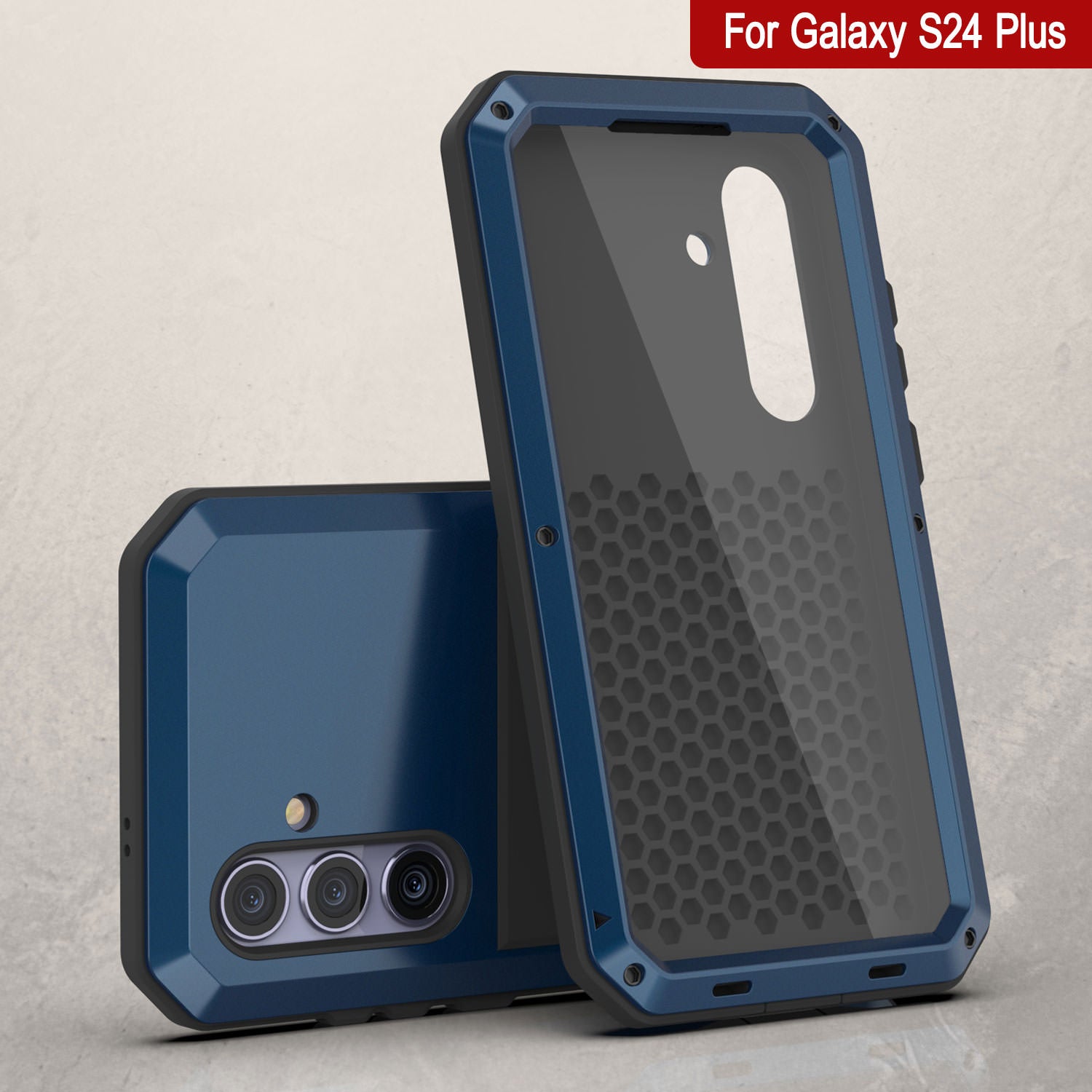 Galaxy S24 Plus Metal Case, Heavy Duty Military Grade Armor Cover [shock proof] Full Body Hard [Blue]