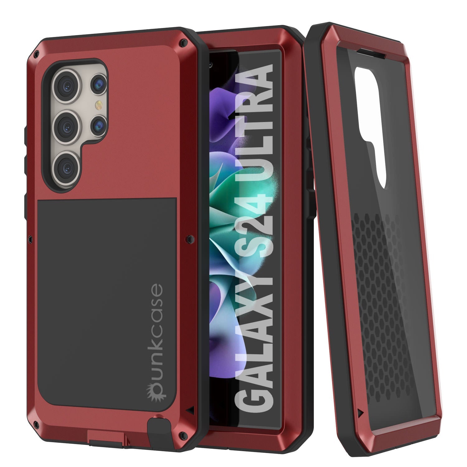 Galaxy S24 Ultra Metal Case, Heavy Duty Military Grade Armor Cover [shock proof] Full Body Hard [Red]