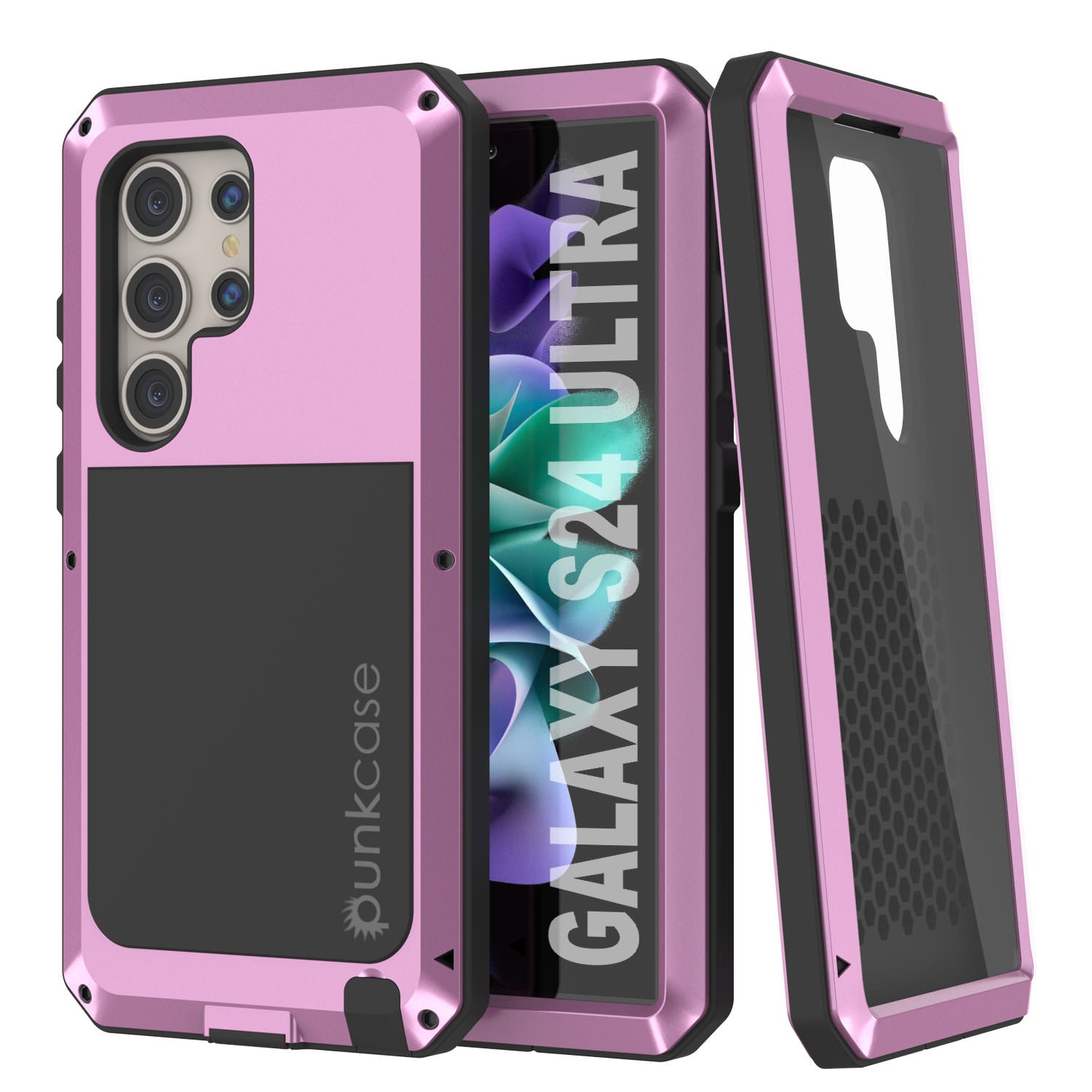 Galaxy S24 Ultra Metal Case, Heavy Duty Military Grade Armor Cover [shock proof] Full Body Hard [Pink]