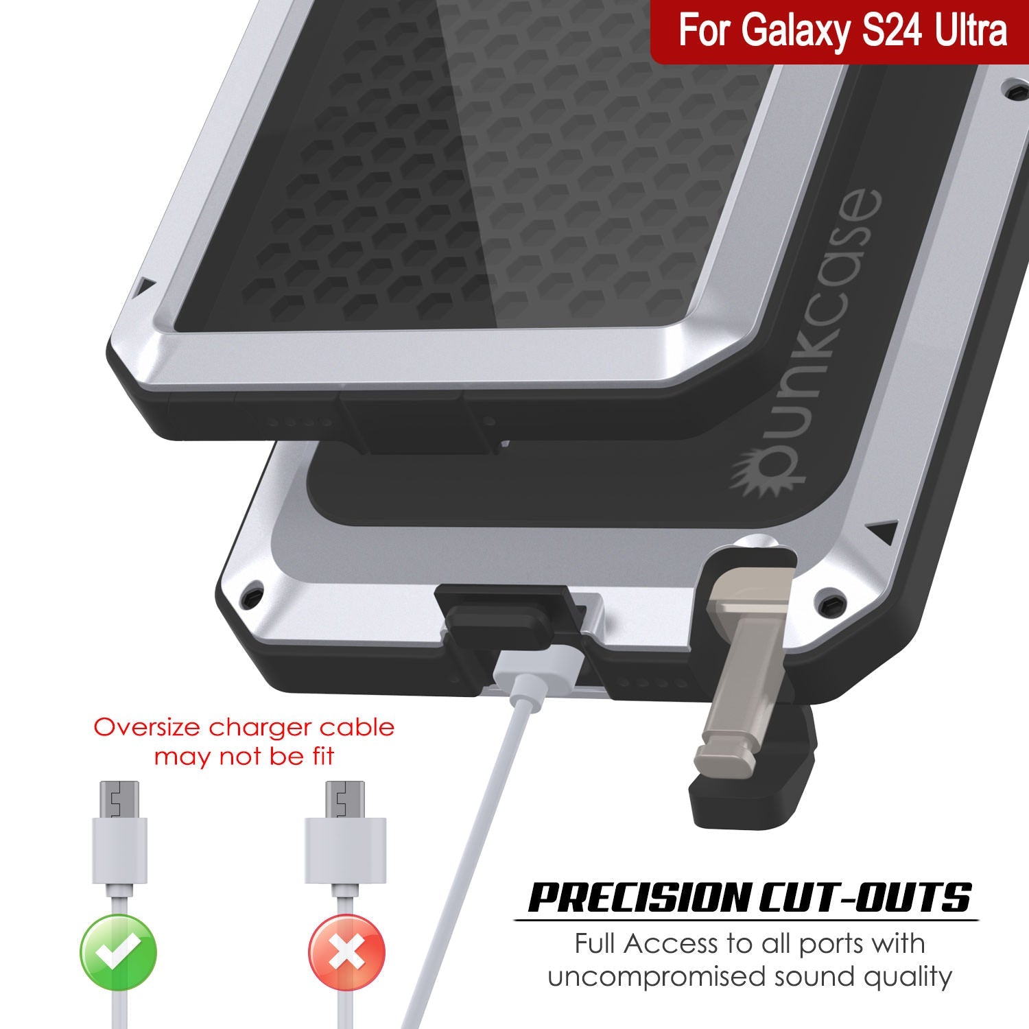 Galaxy S24 Ultra Metal Case, Heavy Duty Military Grade Armor Cover [shock proof] Full Body Hard [White]