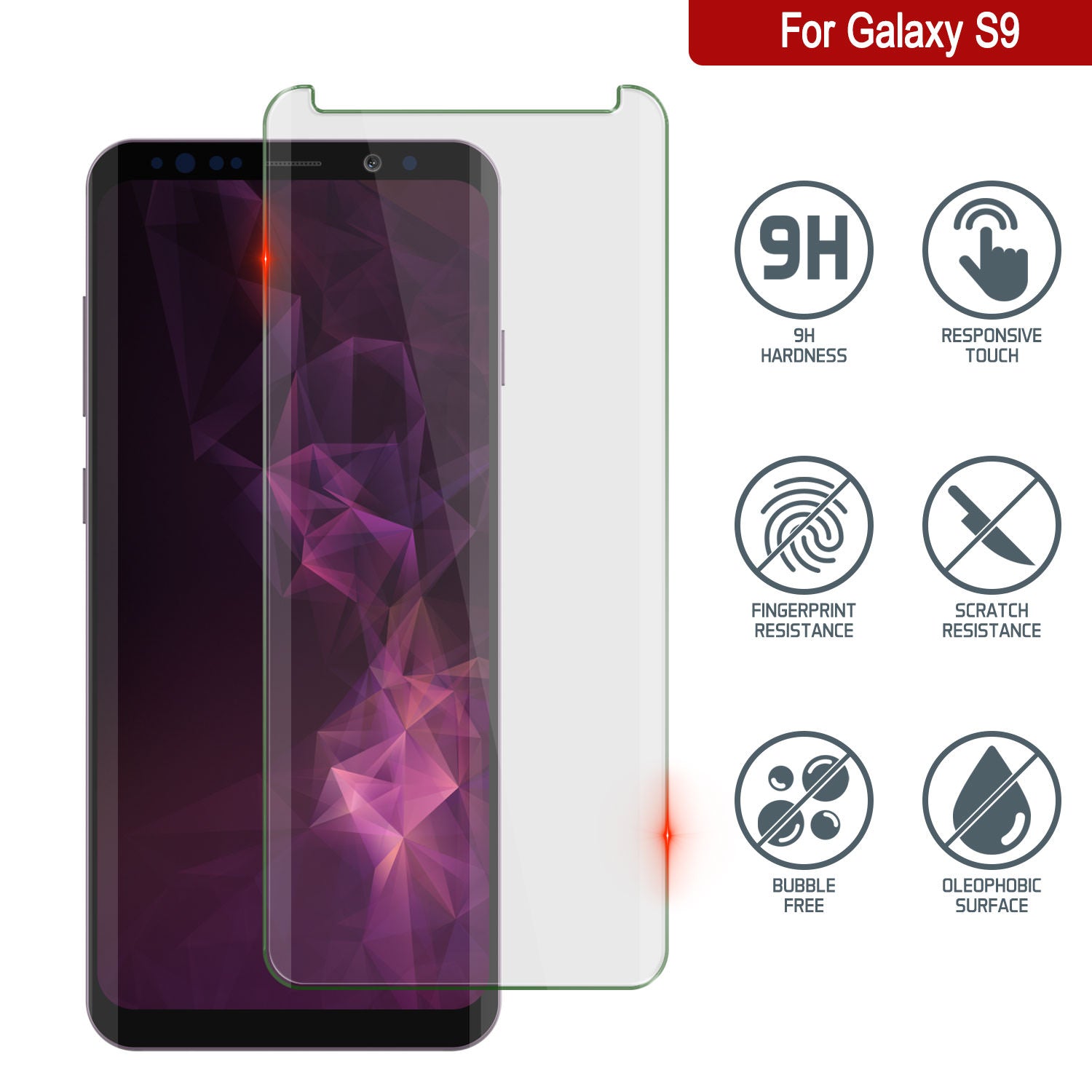 Galaxy S9  Gold Punkcase Glass SHIELD Tempered Glass Screen Protector 0.33mm Thick 9H Glass