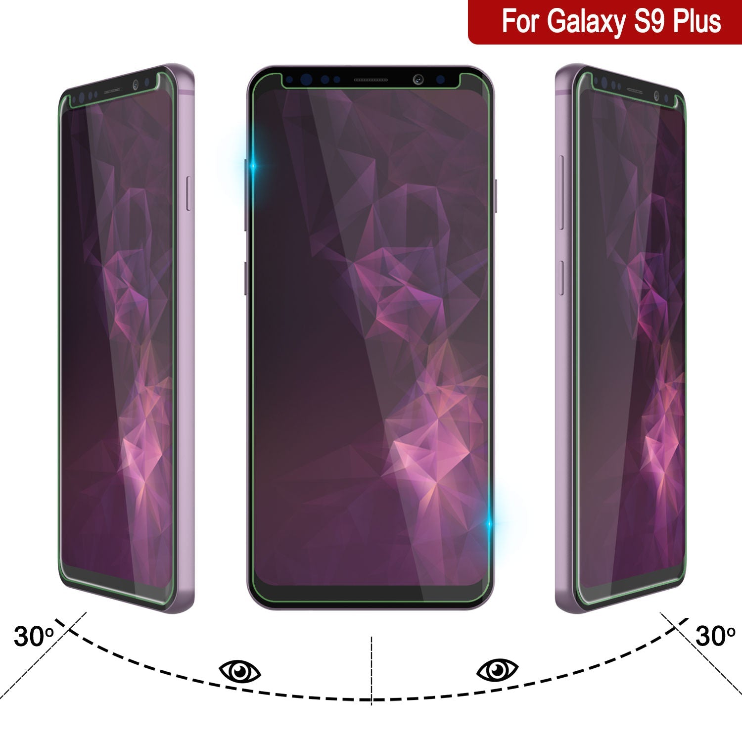 Galaxy S9+ Plus  White Punkcase Glass SHIELD Tempered Glass Screen Protector 0.33mm Thick 9H Glass