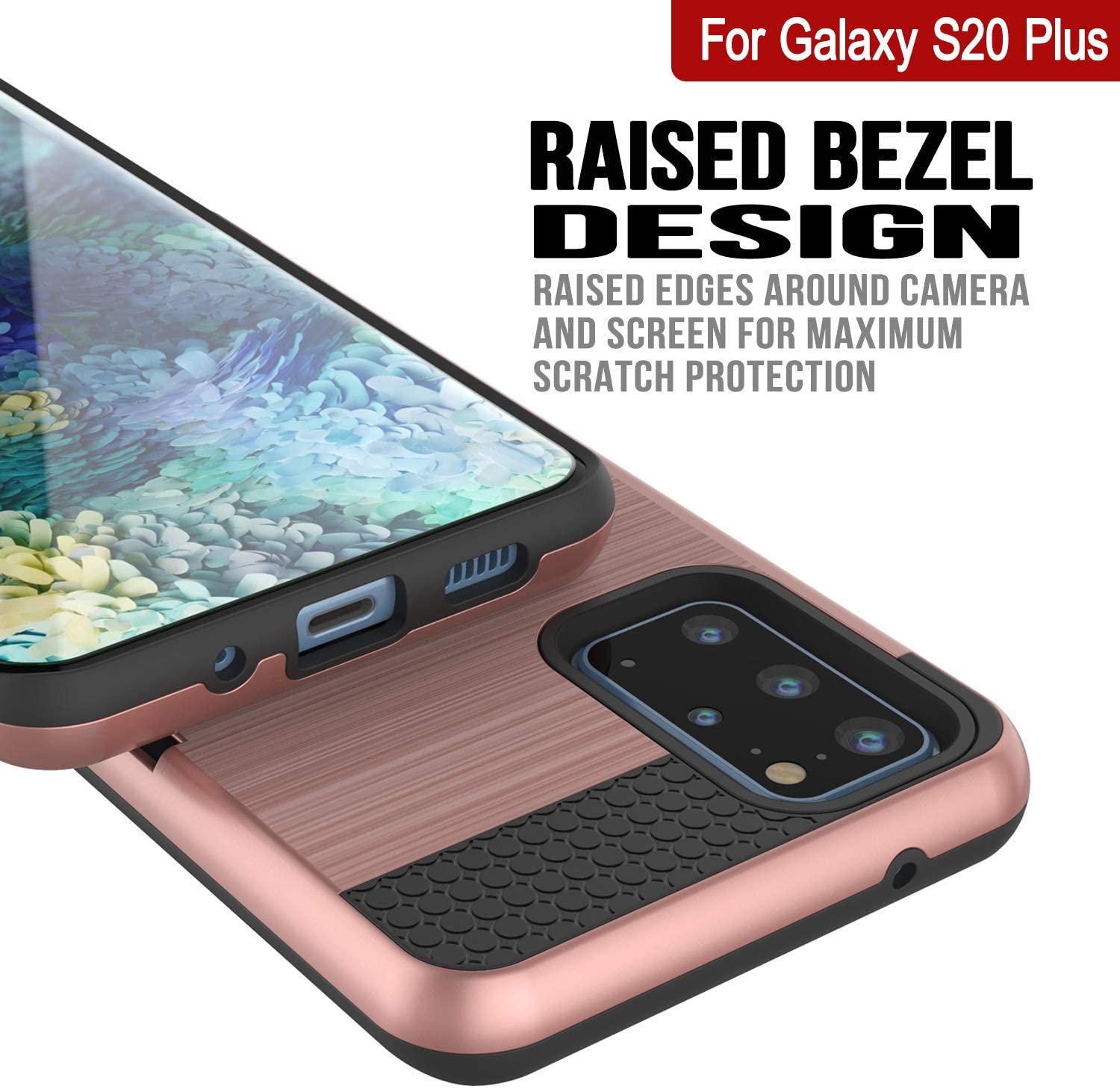 Galaxy S20+ Plus  Case, PUNKcase [SLOT Series] [Slim Fit] Dual-Layer Armor Cover w/Integrated Anti-Shock System, Credit Card Slot [Rose Gold]