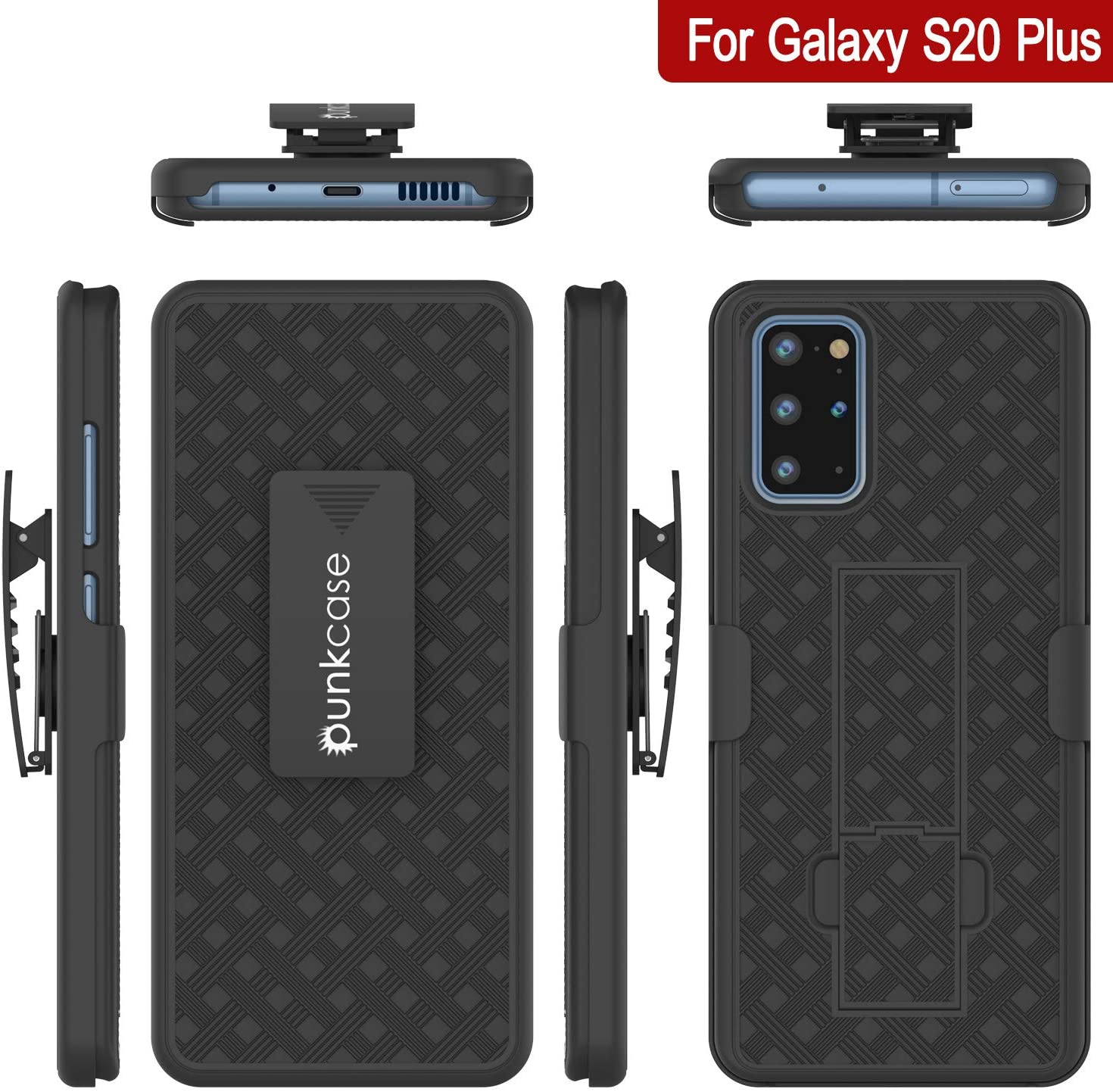 Galaxy S24 Plus Case, Punkcase Holster Belt Clip With Screen Protector [Red]