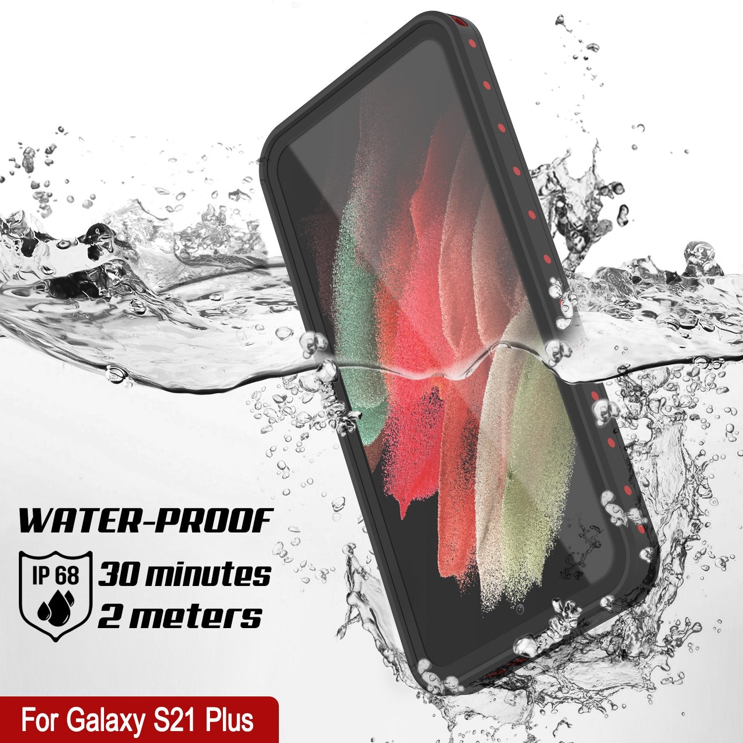 Galaxy S21+ Plus Waterproof Case PunkCase StudStar Red Thin 6.6ft Underwater IP68 Shock/Snow Proof