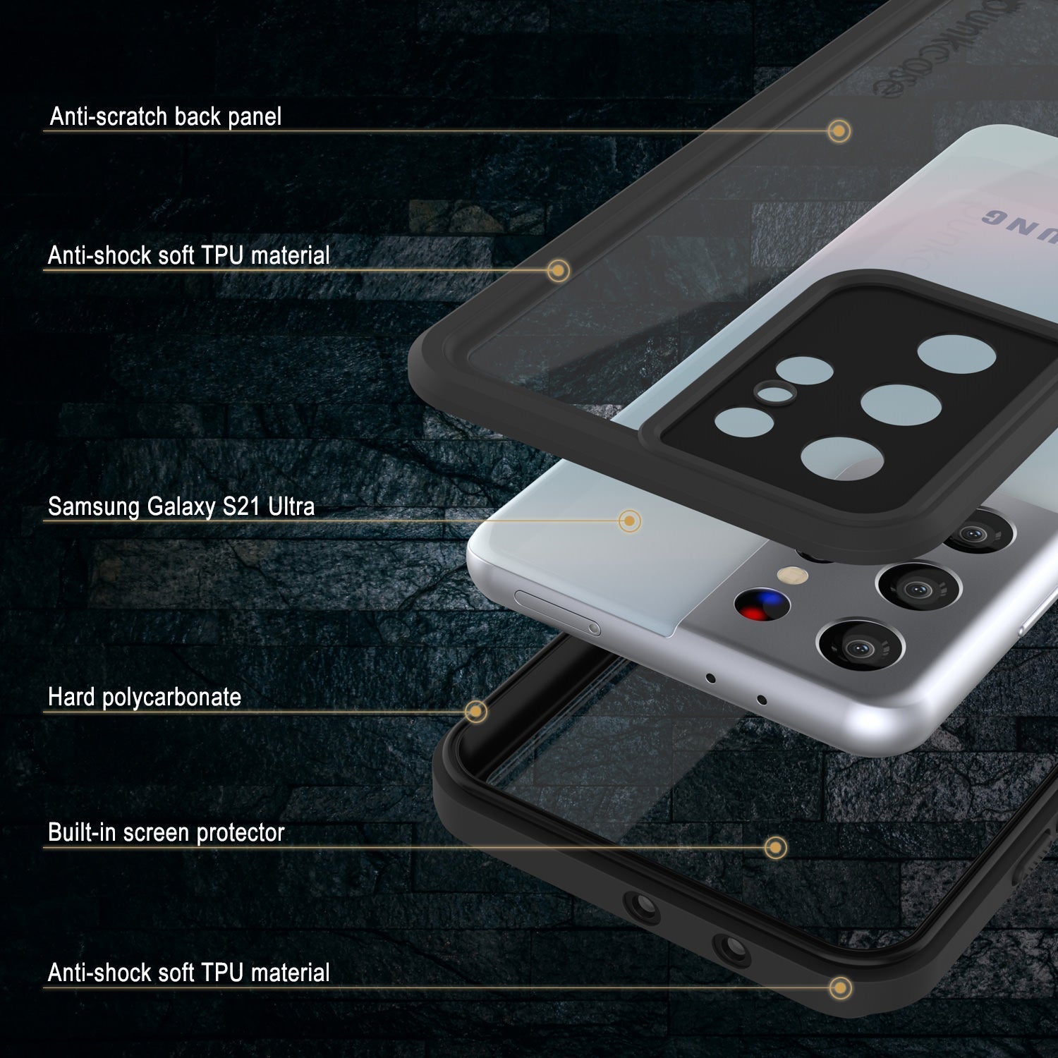 Galaxy S22 Ultra Waterproof Case PunkCase StudStar Clear Thin 6.6ft Underwater IP68 Shock/Snow Proof