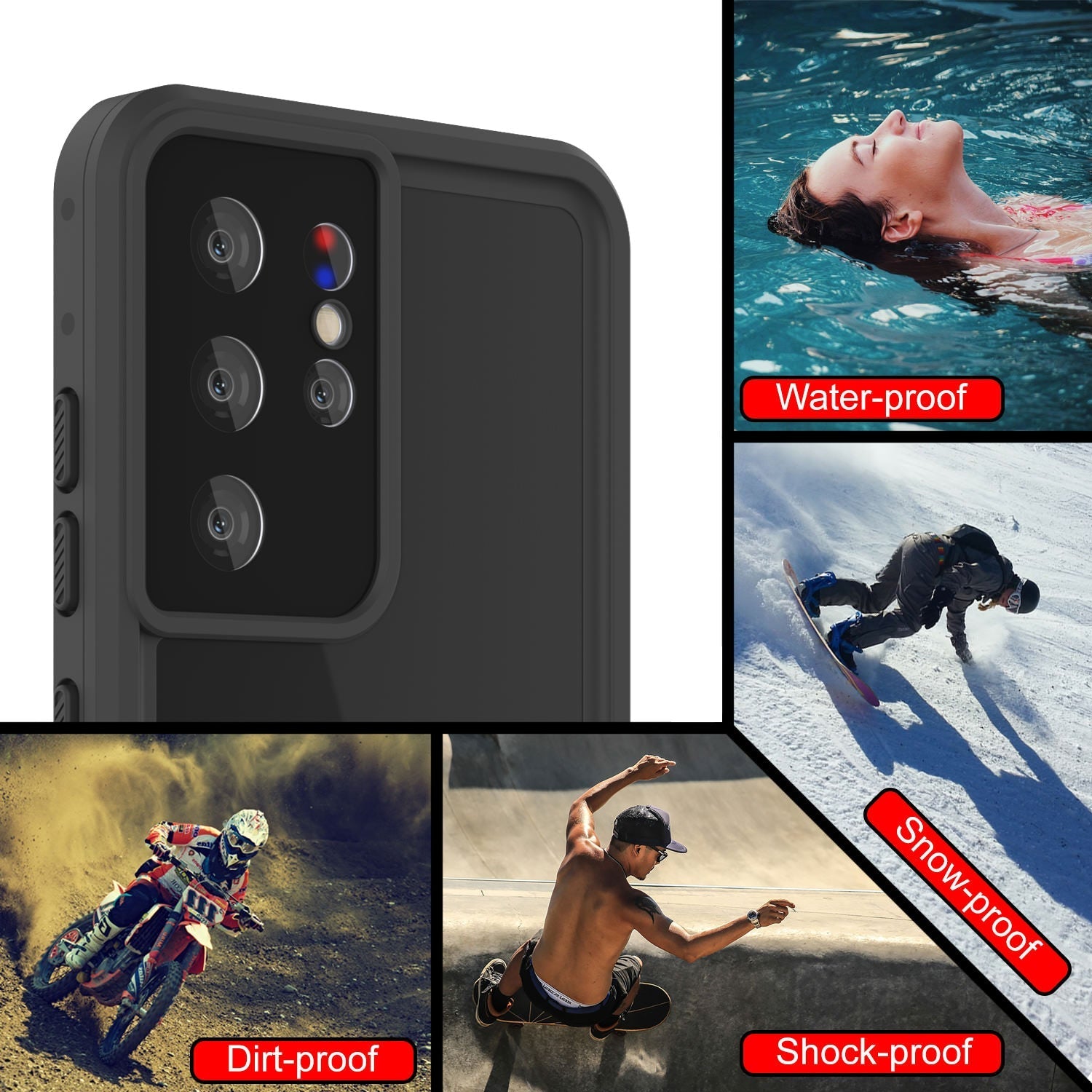 Galaxy S22 Ultra Waterproof Case PunkCase StudStar Clear Thin 6.6ft Underwater IP68 Shock/Snow Proof