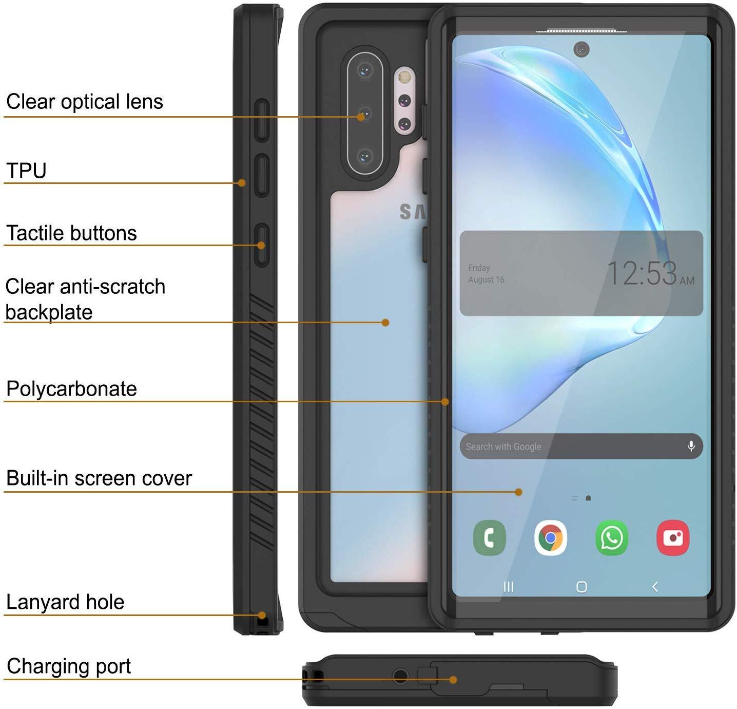 Galaxy Note 10+ Plus Case, Punkcase [Extreme Series] Armor Cover W/ Built In Screen Protector [Black]